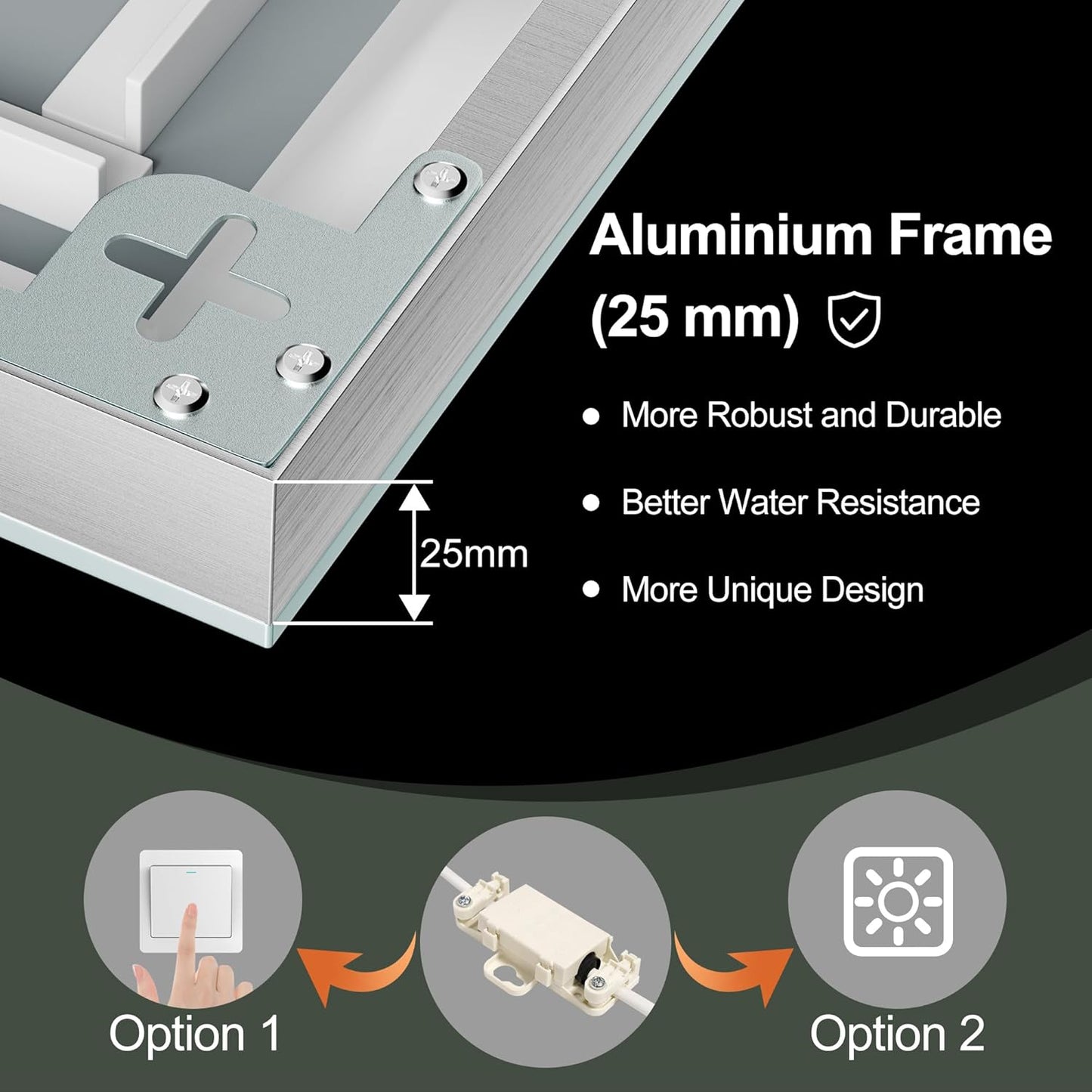 Schmink-Badspiegel mit Licht & Sensor, 120 x 70 cm, M33 (5-fache Lupe + No Bluetooth) 70L x 120B cm