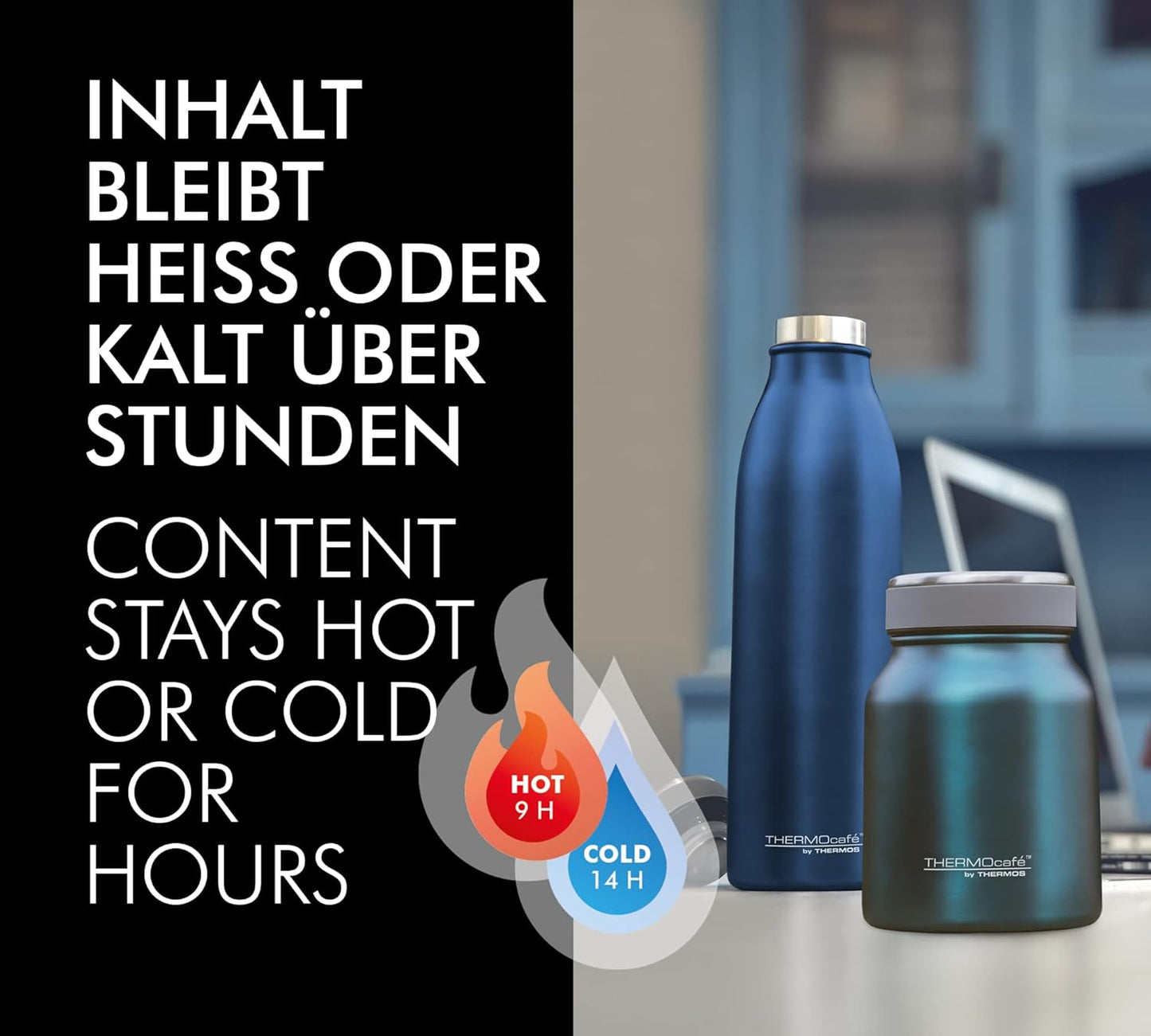 Doppelwandiger Thermobehälter, Teal Mat 500 ml ohne Löffel