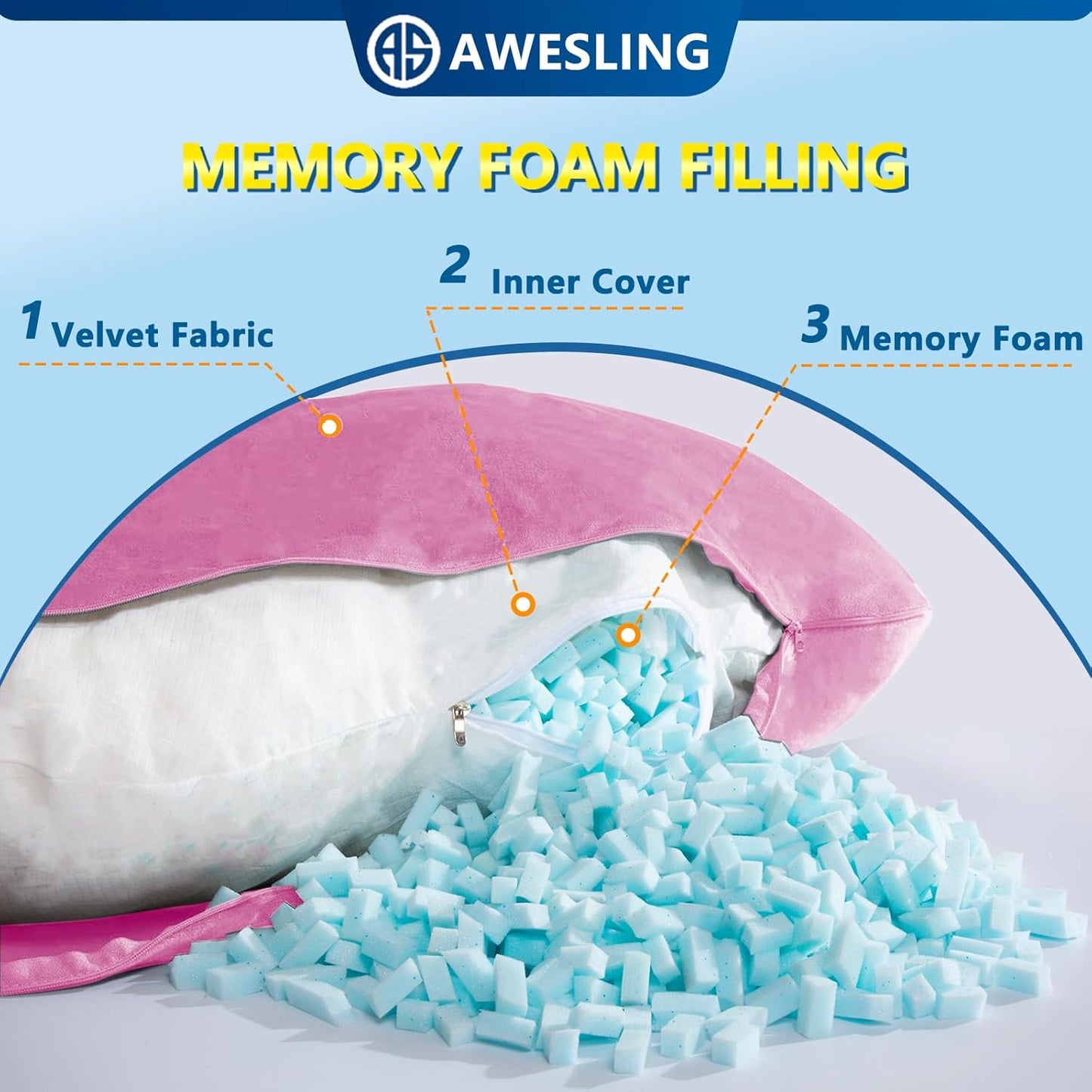U-förmiges Schwangerschaftskissen, Violett-memory Foam