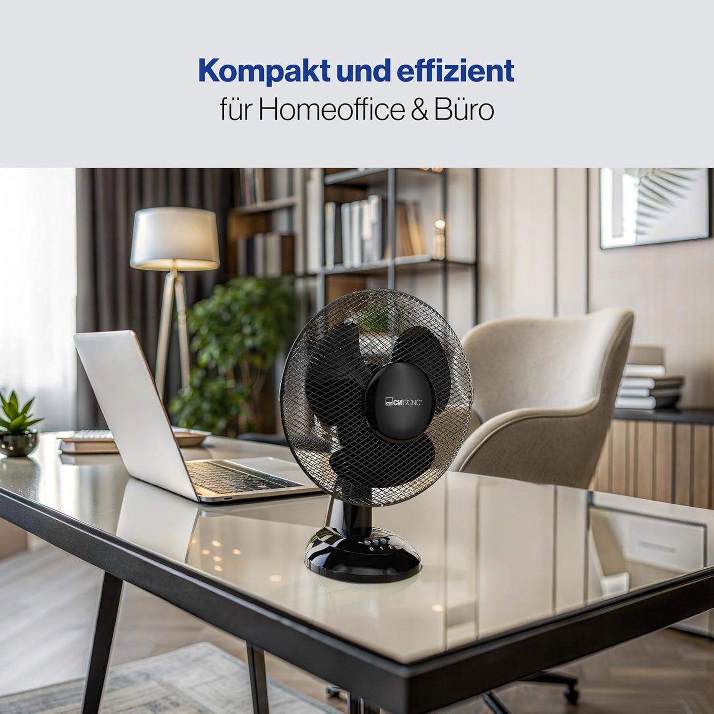 Tischventilator mit Schwenkfunktion, Schwarz Ø 23 cm