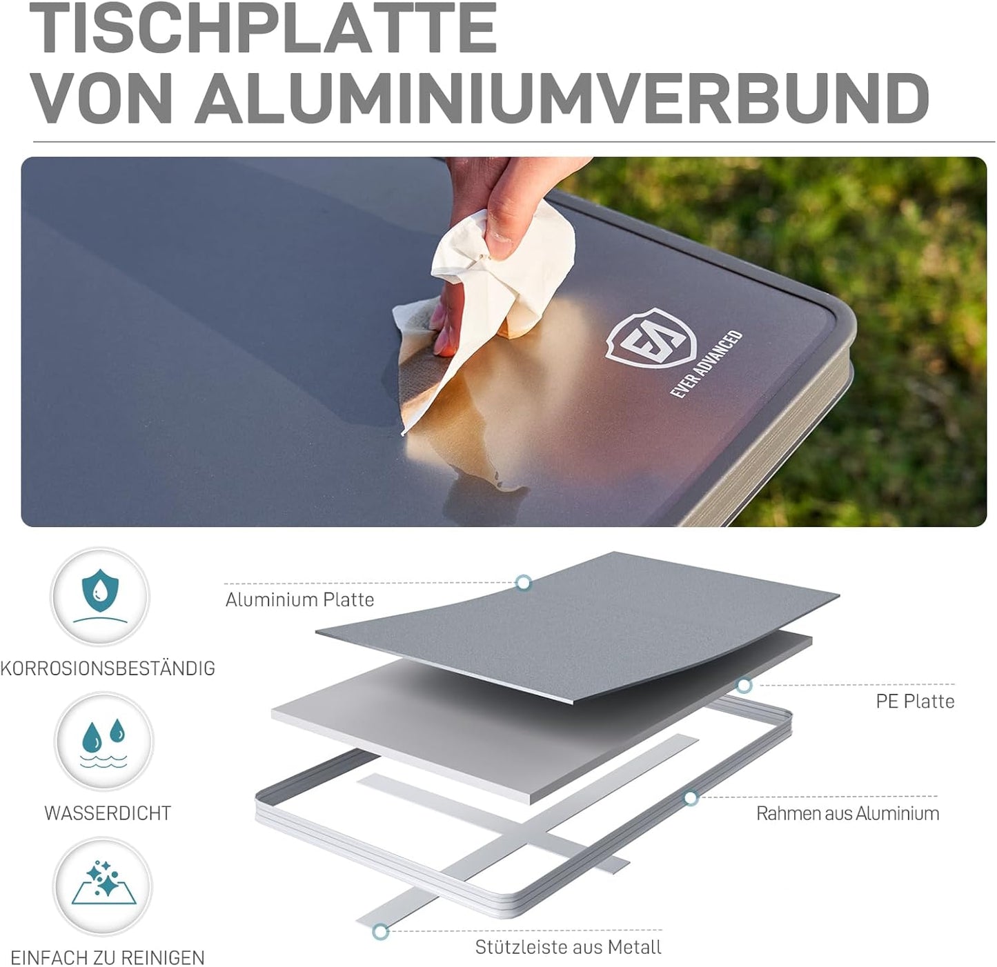 Faltbarer Campingtisch, Grau