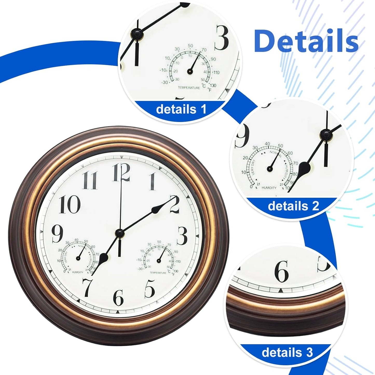 Wetterfeste Aussenuhr mit Thermometer & Hygrometer