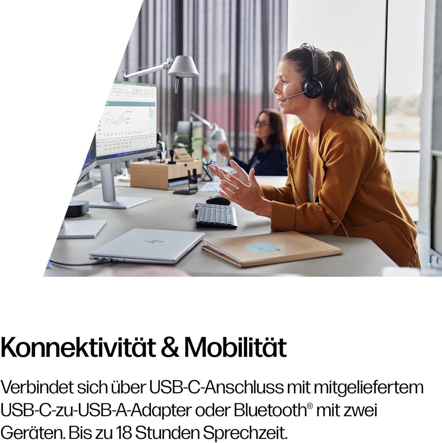 Voyager Focus 2 USB-C Headset, 2024 Version (USB-C) Teams zertifiziert mit Ladestation