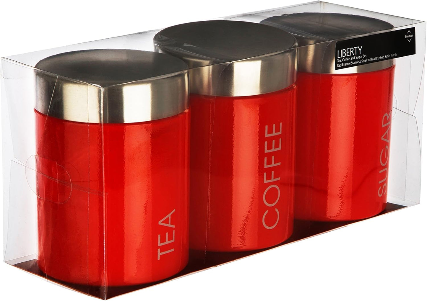 Housewares Tee, Kaffee und Zucker Set, 3-teilig, spülmaschinenfest, Rot