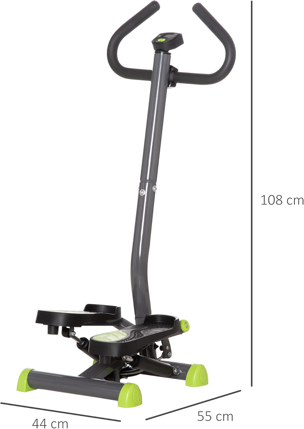 Stepper mit LCD-Schirm und Handgriff, Grau+ Grün+ Schwarz