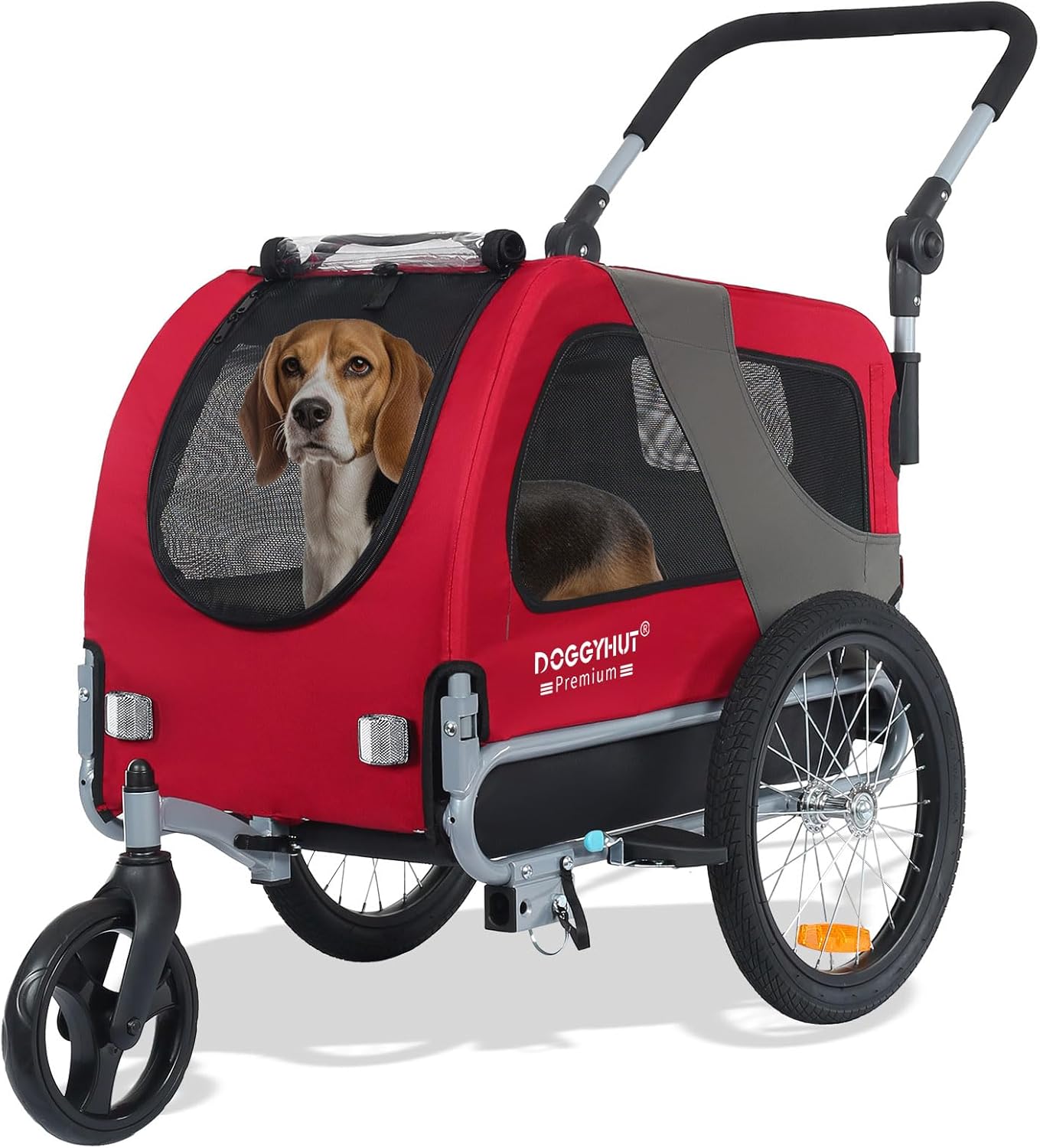 2-in-1 Hundeanhänger & Buggy für Hunde bis 23kg, Rot