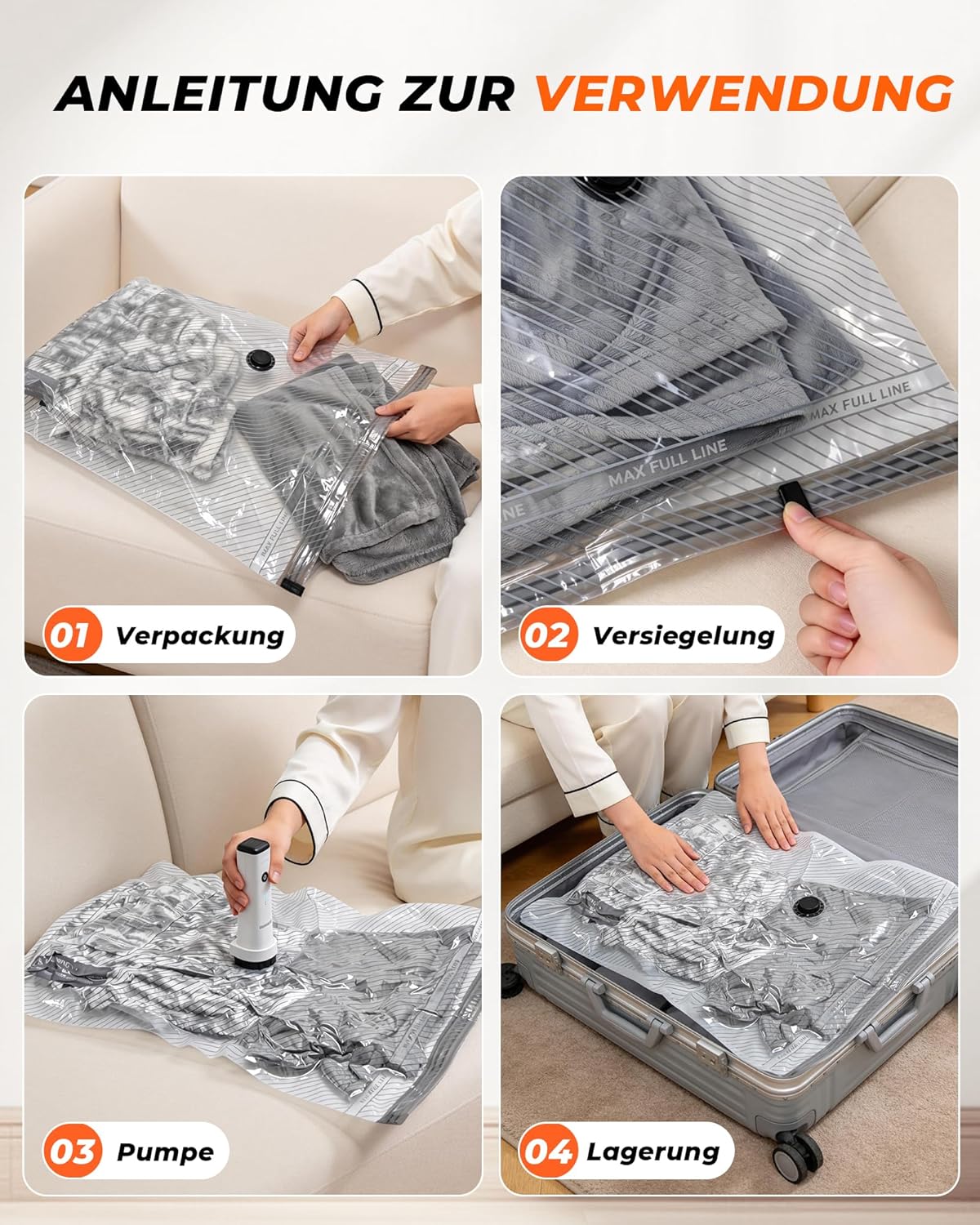 15-teiliges Vakuumbeutel-Set mit Pumpe und Kofferwaage, 15-PACK
