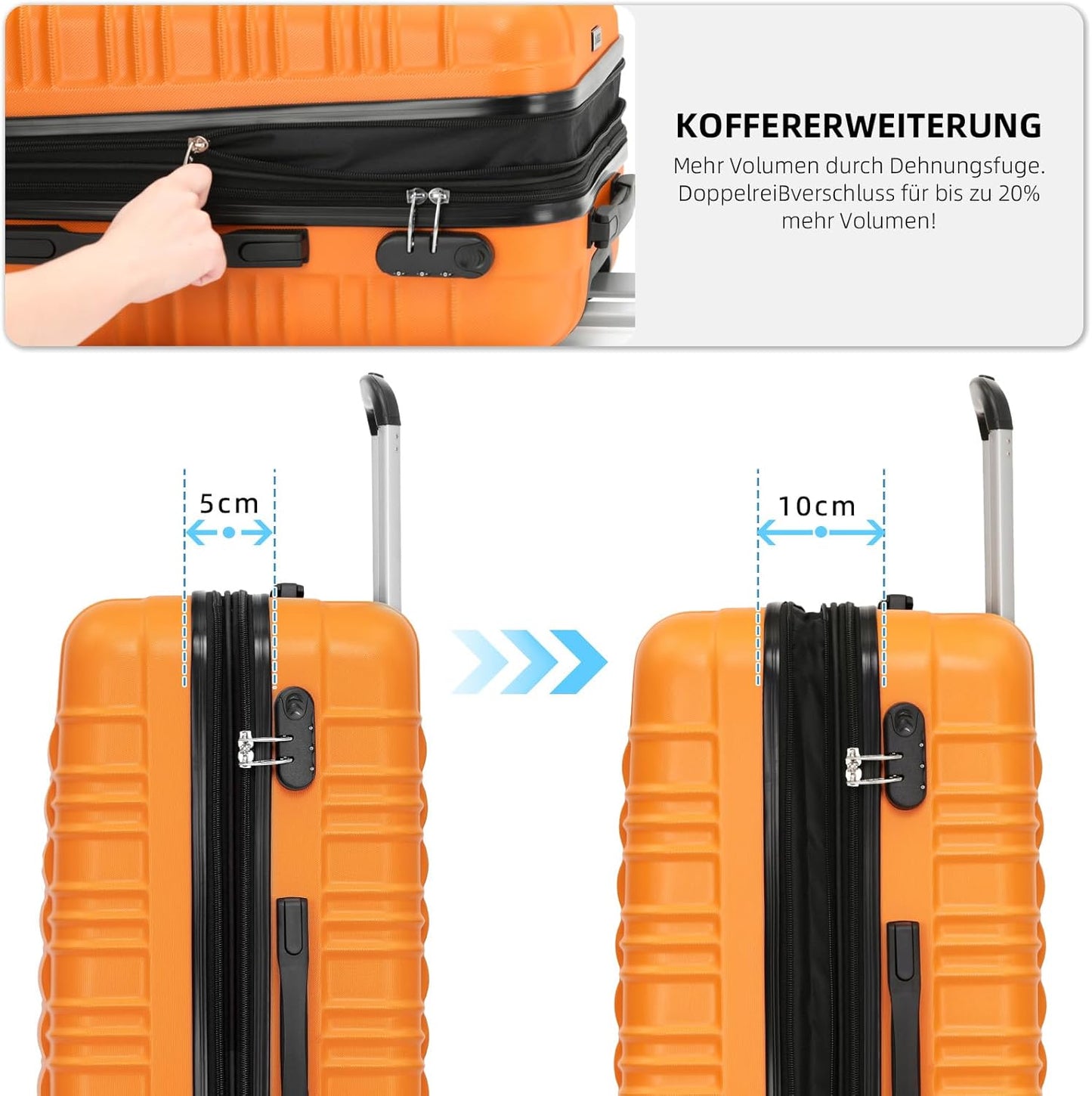 3-teiligers Hartschalenkoffer-Set, Orangen Set