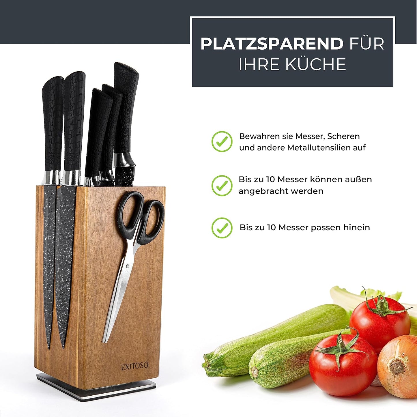 Magnetischer Messerblock, Akazienholz|Messerblock