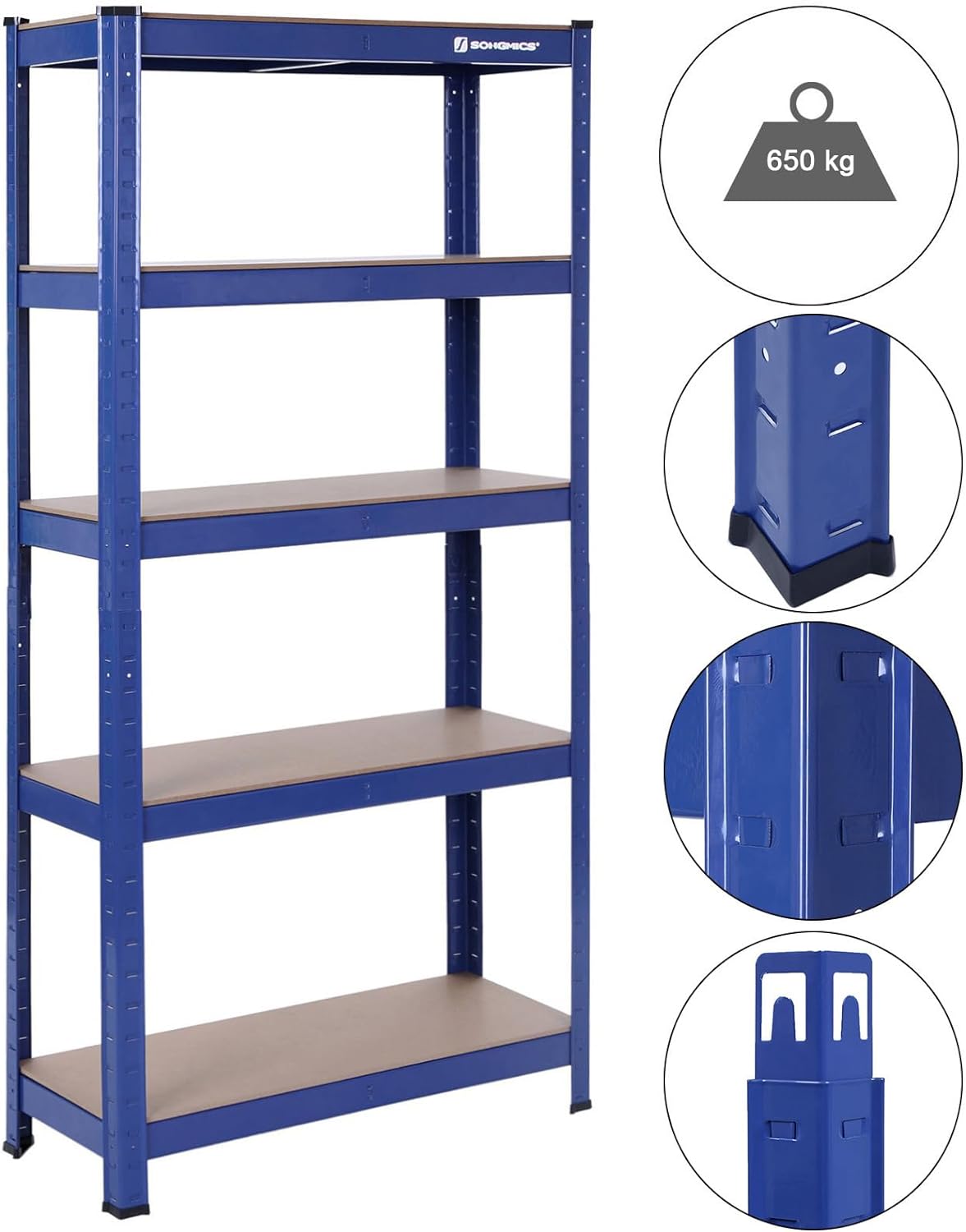 Schwerlastregal, 30 x 75 x 150 cm, Blau, 1