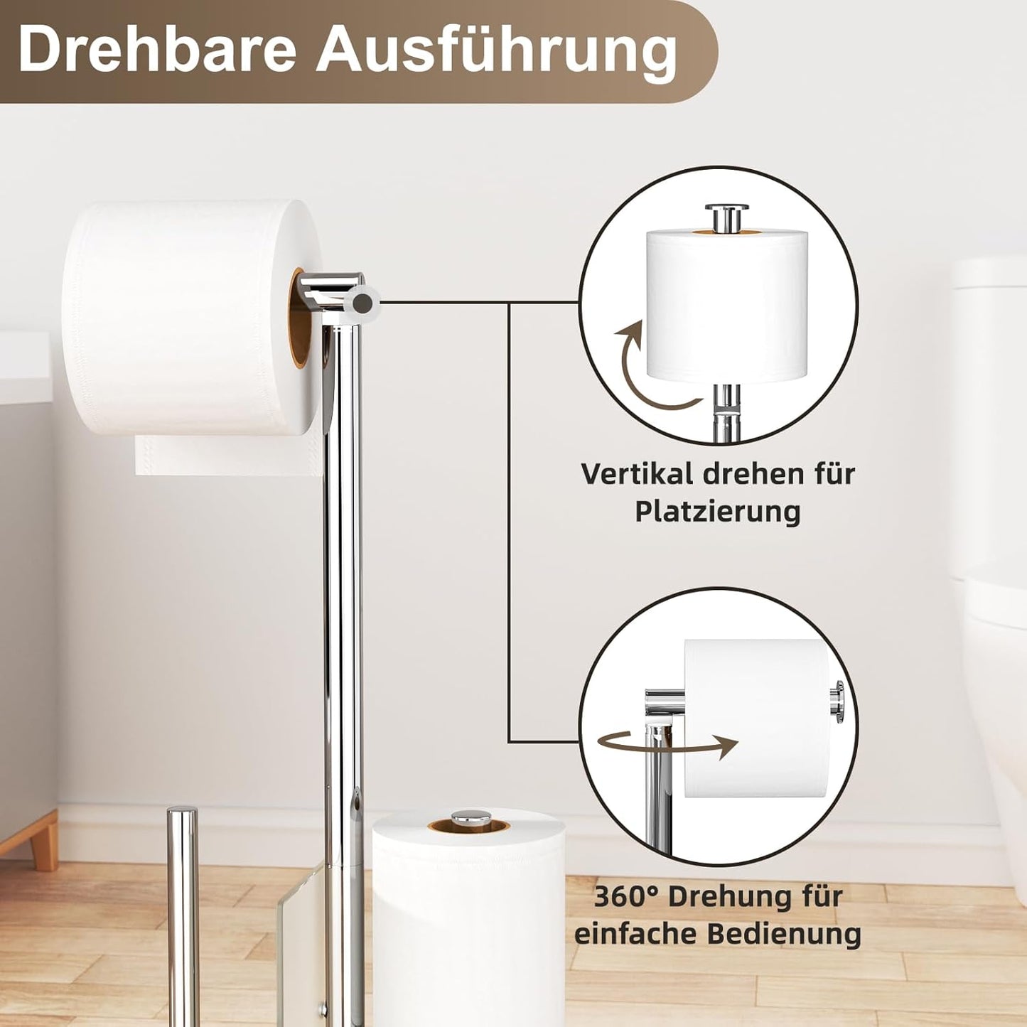 Toilettenpapier- und WC-Bürstenhalter-Set, Silber