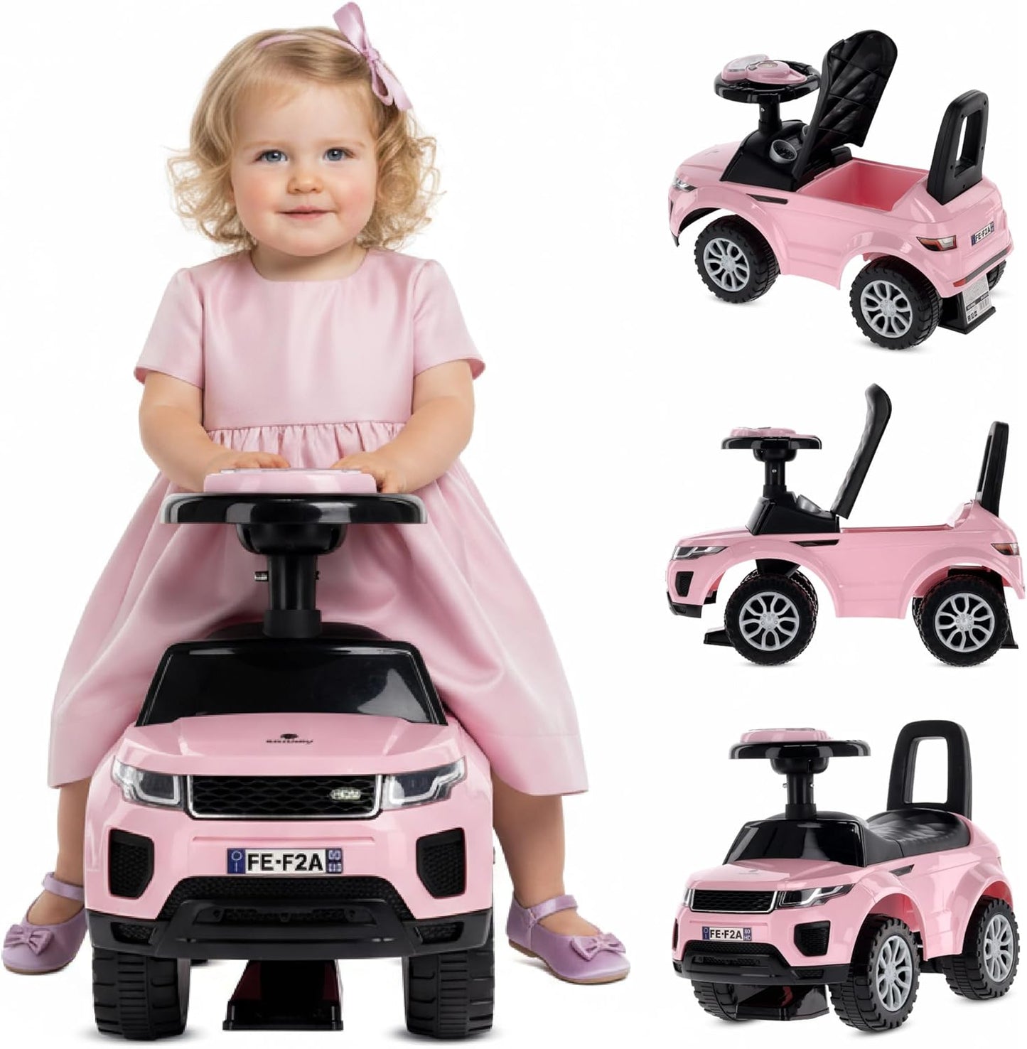 Rutschauto mit Hupe, Hellrosa