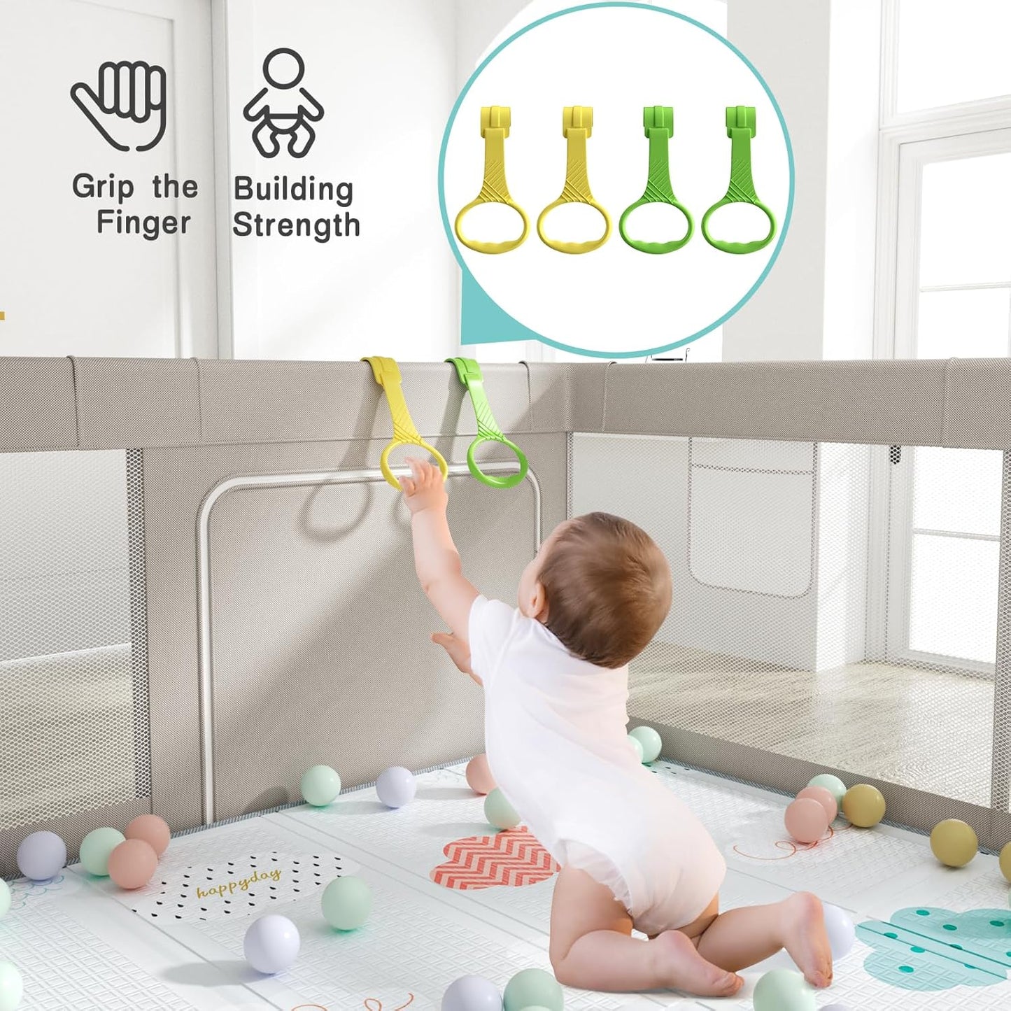 Laufstall mit Spielmatte und Reissverschlusstür, 150x150cm Playpen with mat 150x150cm