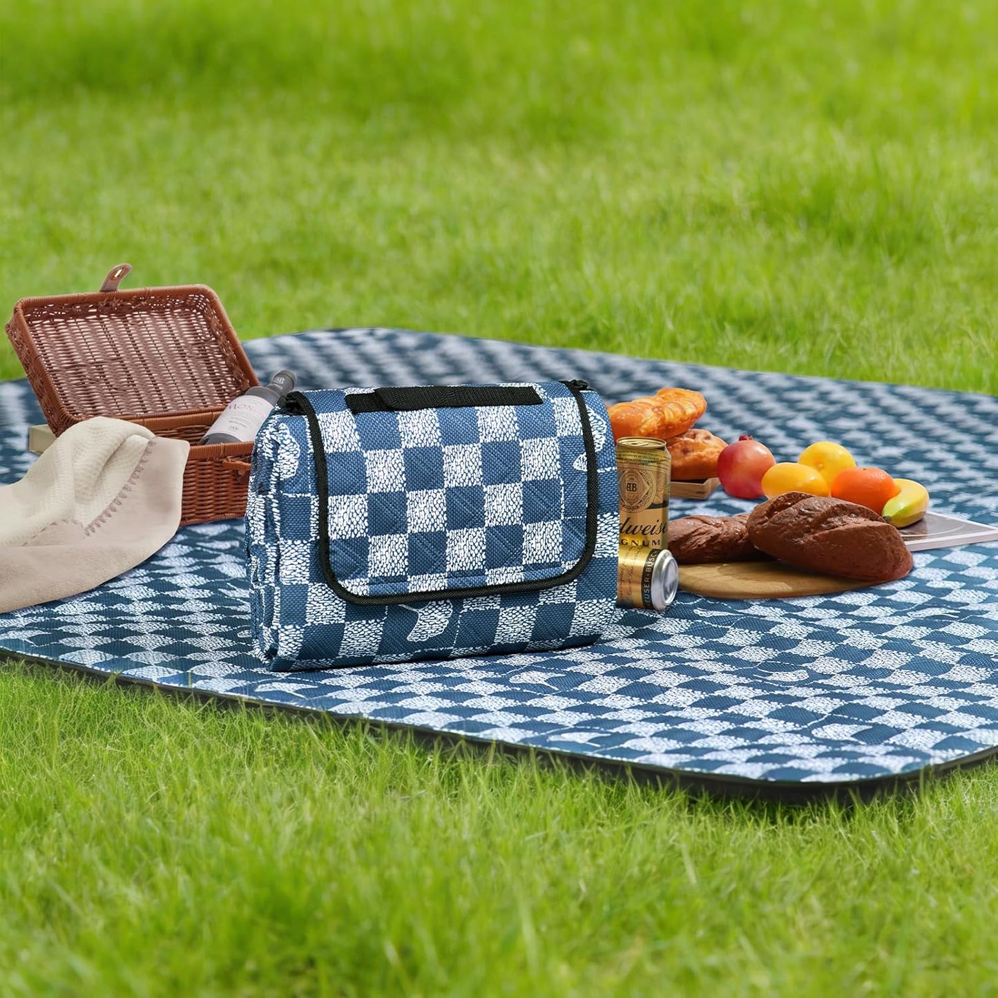 Faltbare Outdoor-Picknickdecke, 200 x 200 cm (Rechteckig) Jeansblau