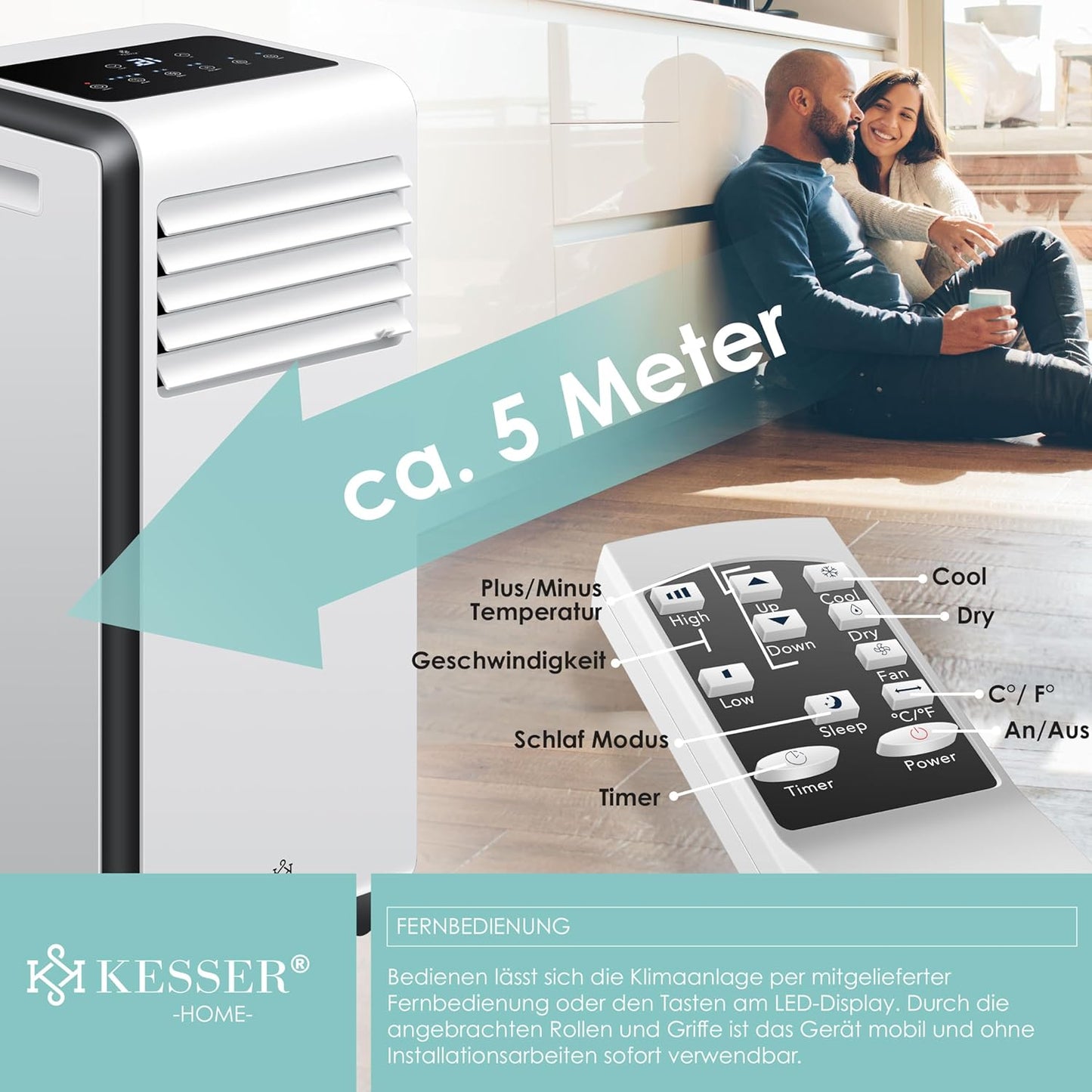 Mobiles Klimagerät, 7000BTU Weiss