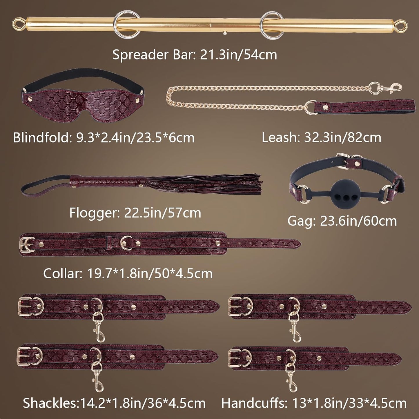 BDSM Bondage Spreizstangen-Set (10-teilig), Rot