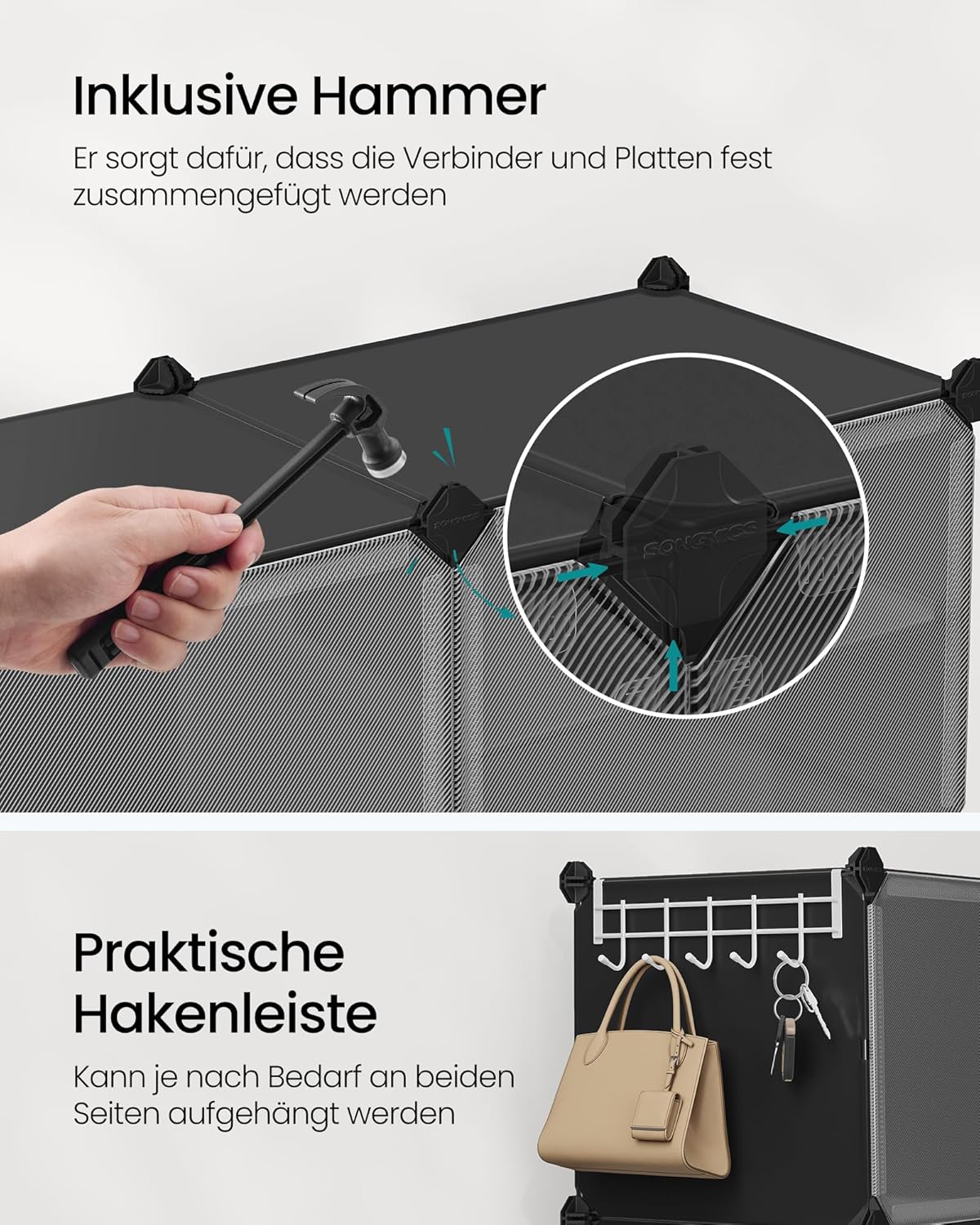 Schuhregal mit 10 Fächern für 40 Paar Schuhe, Tintenschwarz + Transparent 10 Fächern (83B x 156H cm)
