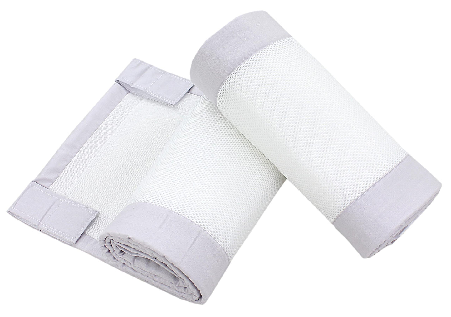 Bettumrandung 2er-Set, ca. 128 x 30 cm (für Babybett 140x70) Weiss / Grau