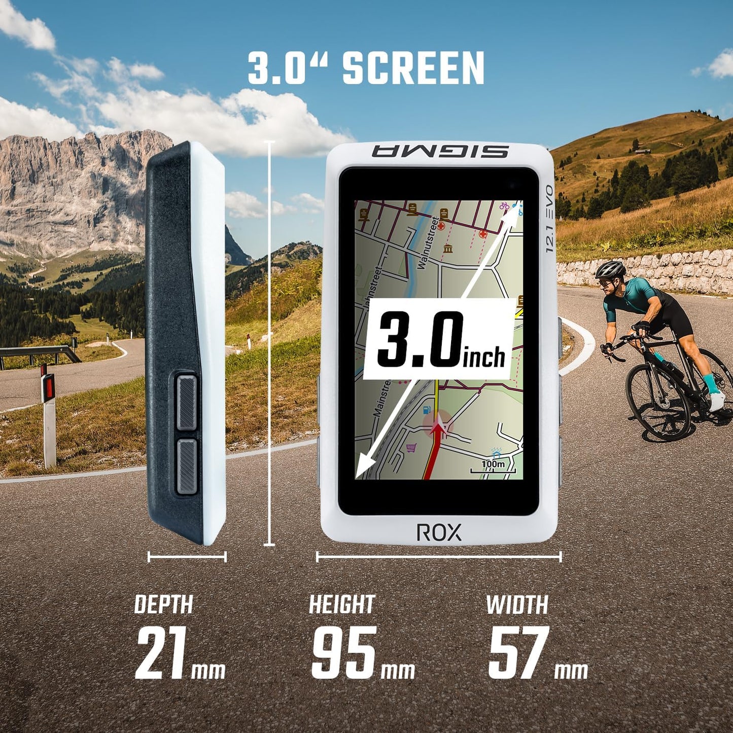 ROX 12.1 Evo Fahrradcomputer GPS mit 150 Funktionen & Navi, Weiss, Basic Set