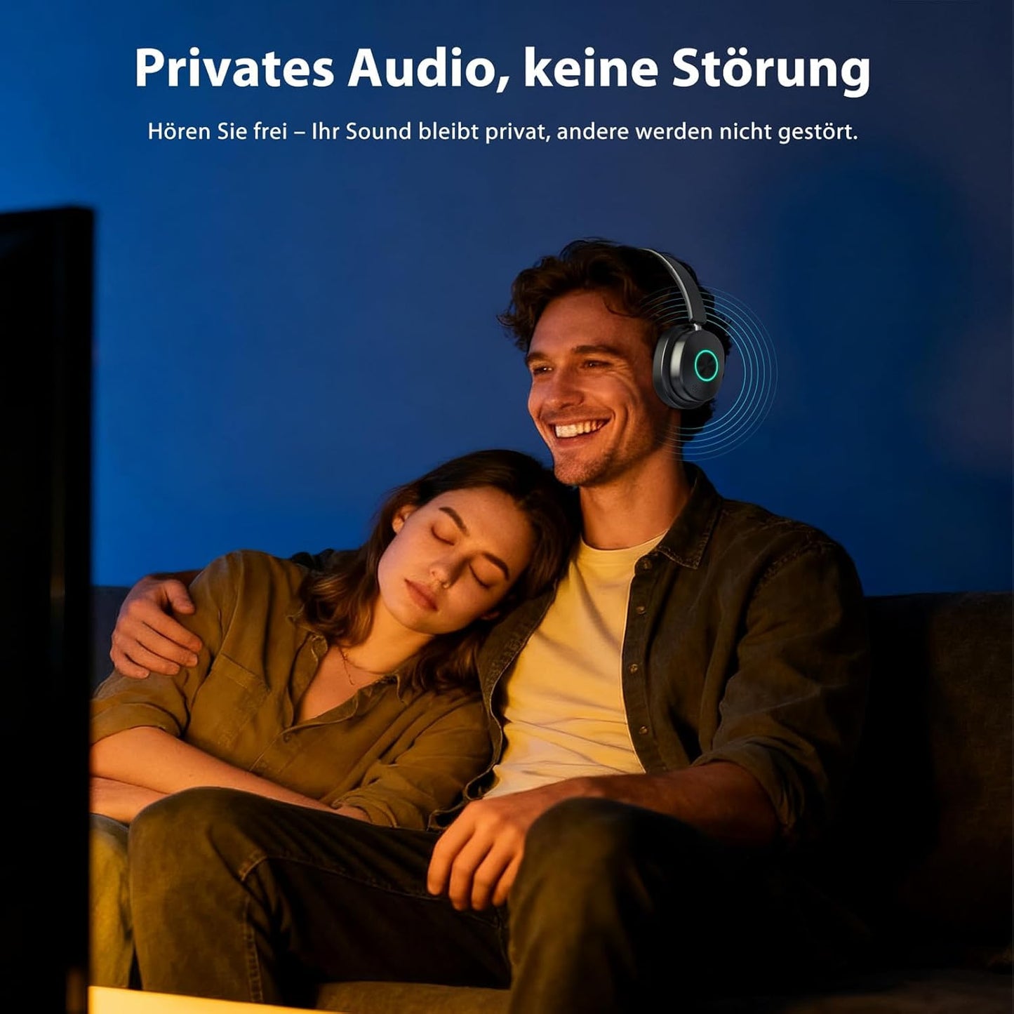 Kabellose TV-Kopfhörer mit Sender-Ladestation, Black