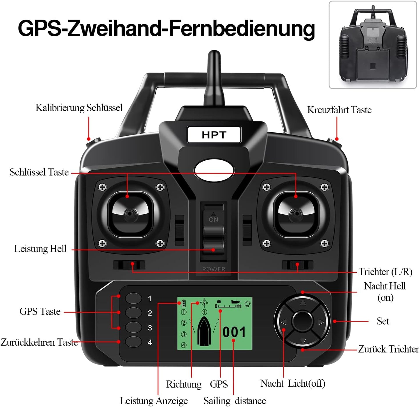 GPS Futterboot mit 3 Köderbehältern – Angelboot fürs Karpfenfischen, Schwarz Boot