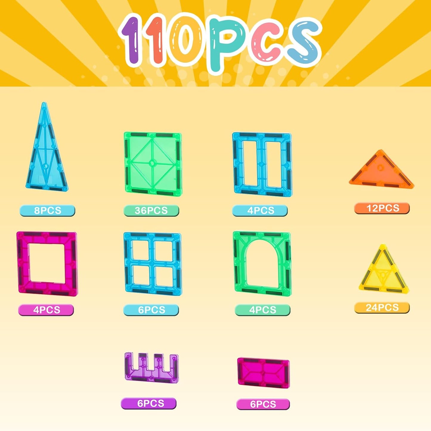 110-teiliges Magnetbaustein-Set, 110-tlg