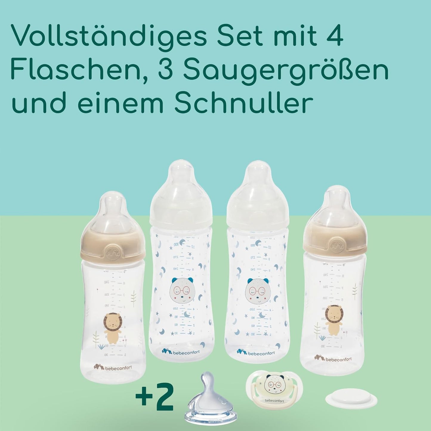 Physio Air Grow-with-Me Babyflaschen, 4 Stück, Anti-Kolik, Wachse mit mir