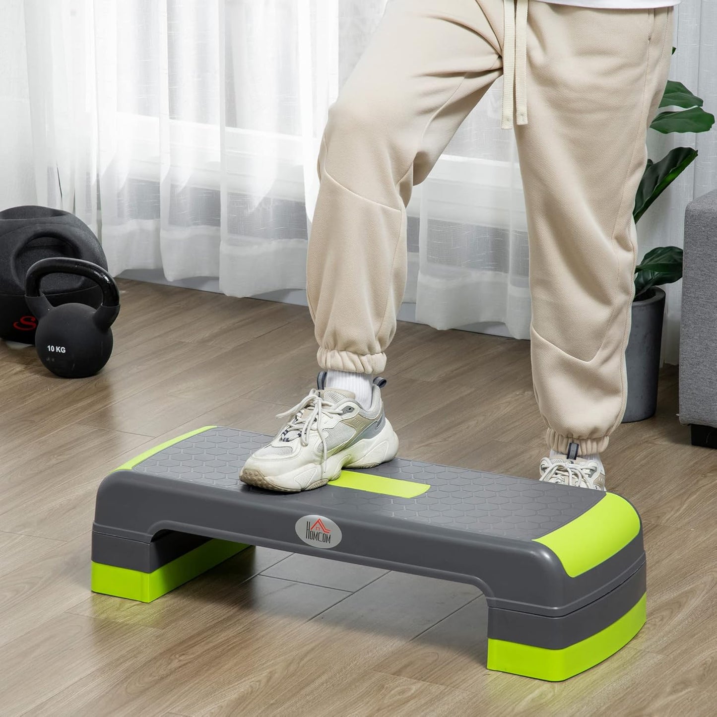 Aerobic-Stepper Steppbrett höhenverstellbar (10-20 cm), Grau+Grün