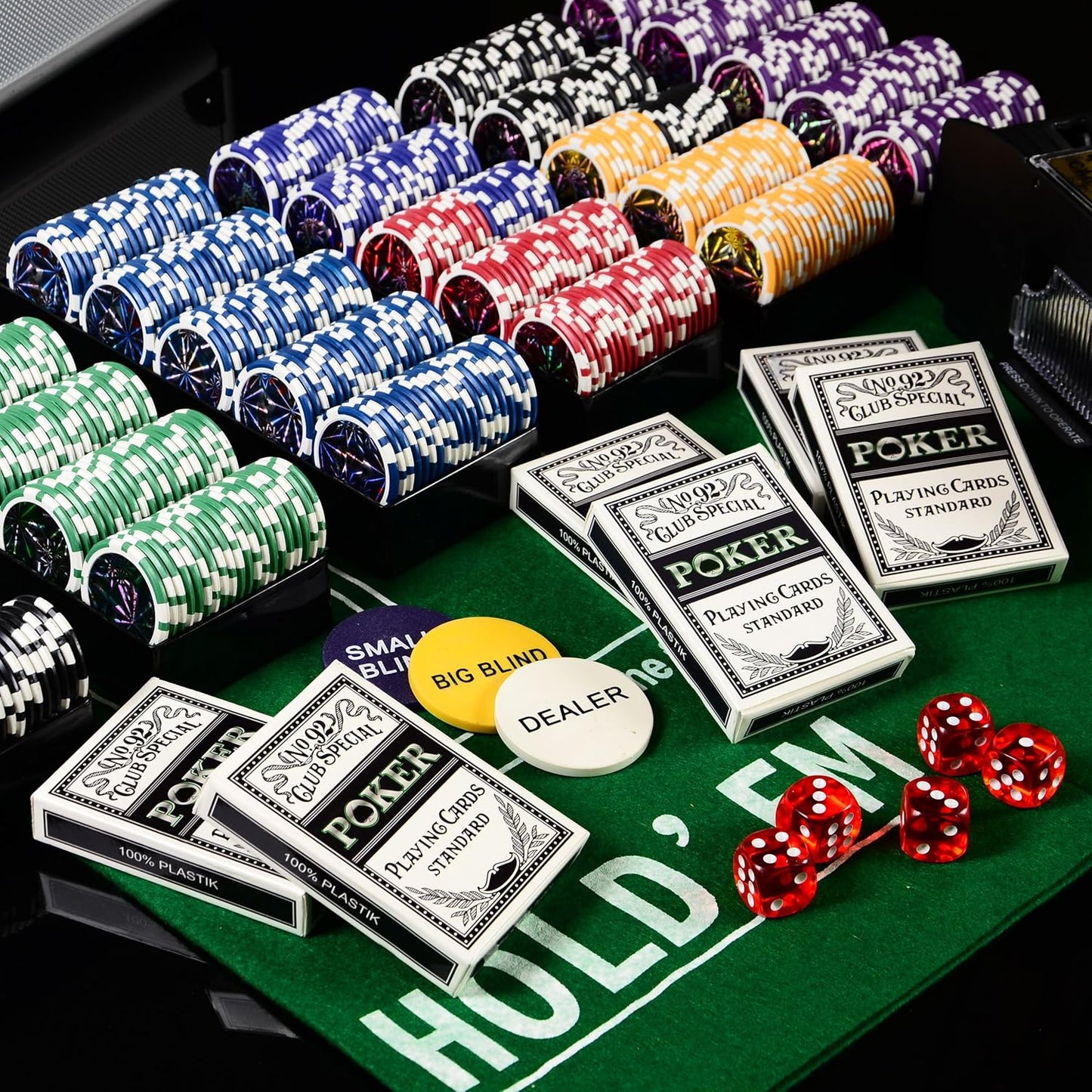 DeLuxe Pokerkoffer mit 600 Chips & Zubehör-Set