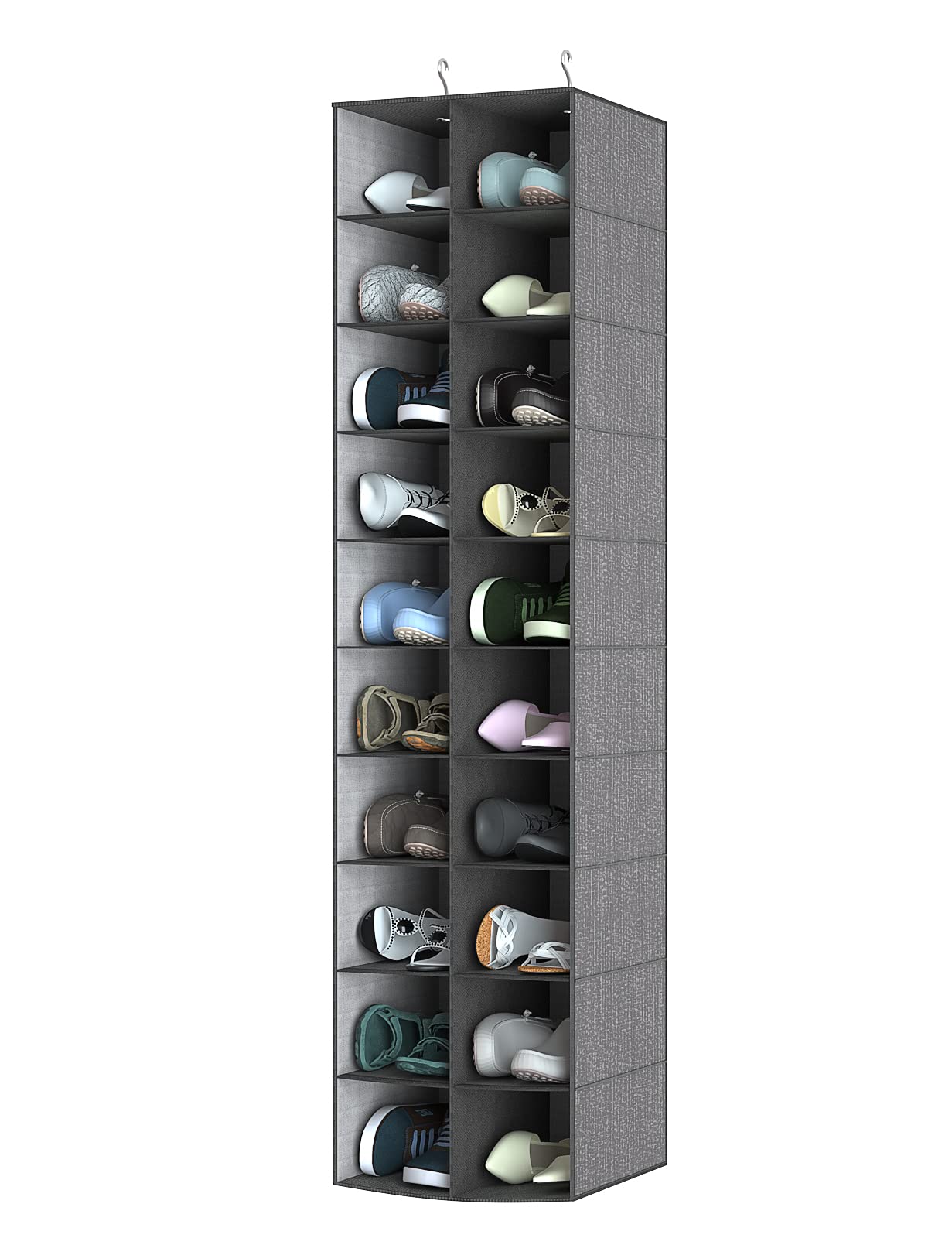 Hängender Schuh-Organizer für Schrank (20 Fächer), Grau 20 Sections