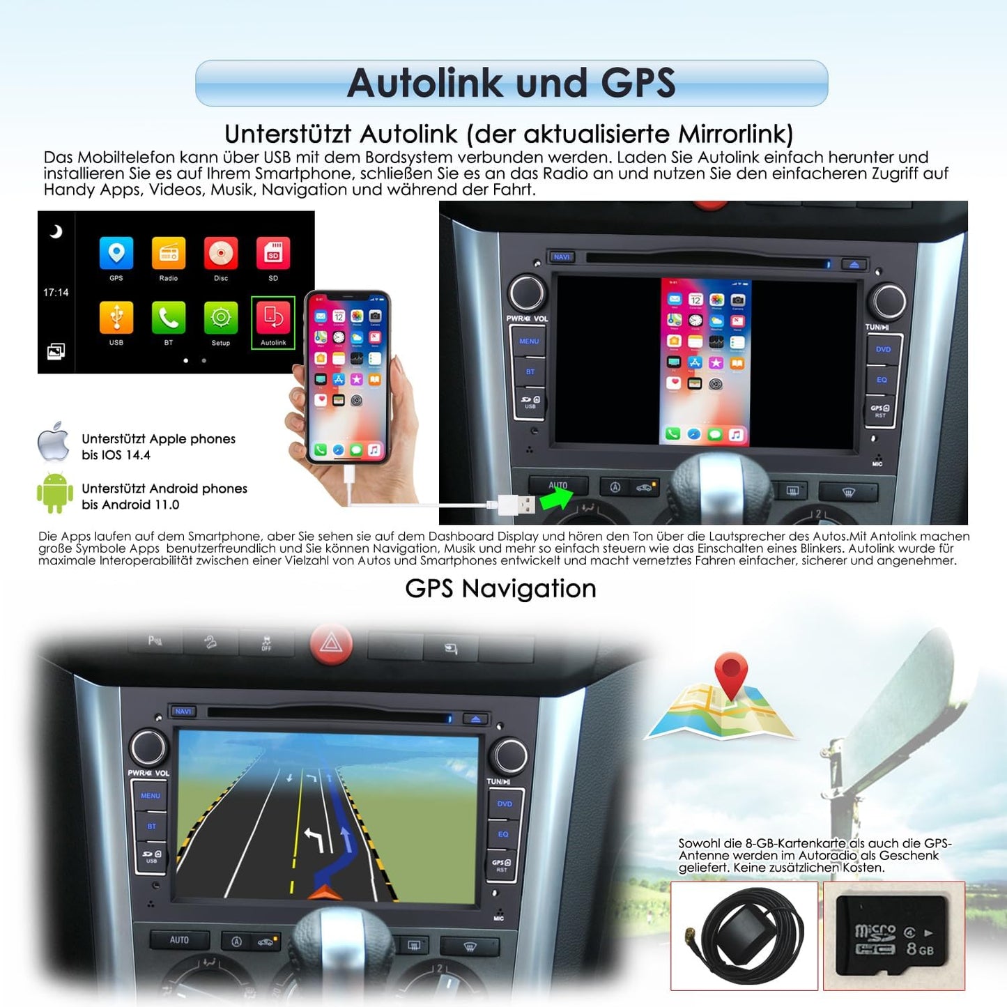 2 Din Autoradio DVD Player mit GPS Navigation, DE-OBT7681B