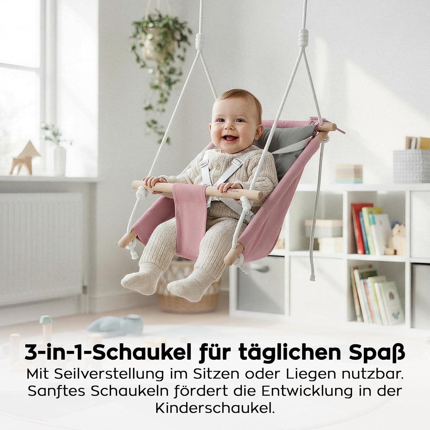 3in1 Babyschaukel Hop 40, Mitwachsend bis 36 kg, Rosa