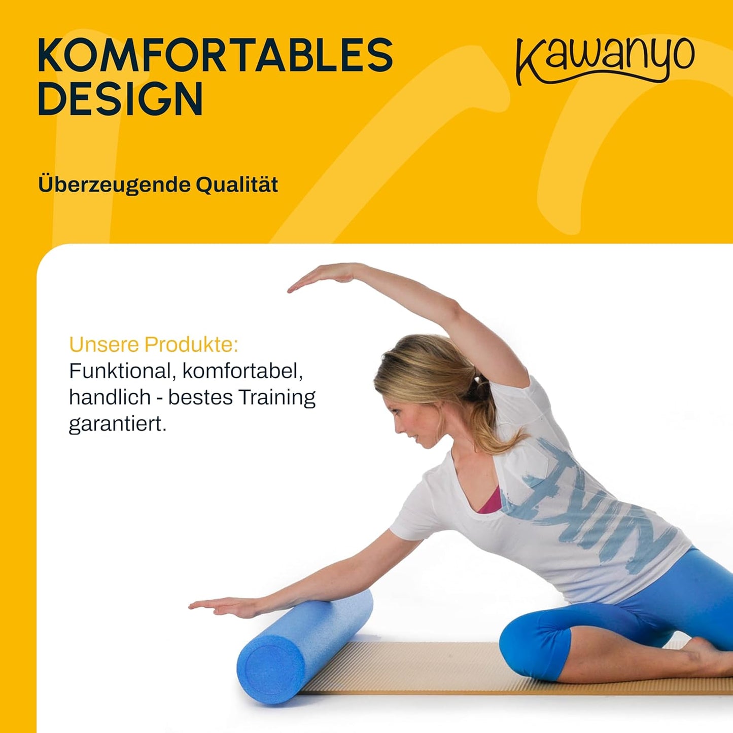 Pilates-Rolle für Stabilitäts- & Balanceübungen, 1 x 90 cm (Blau)