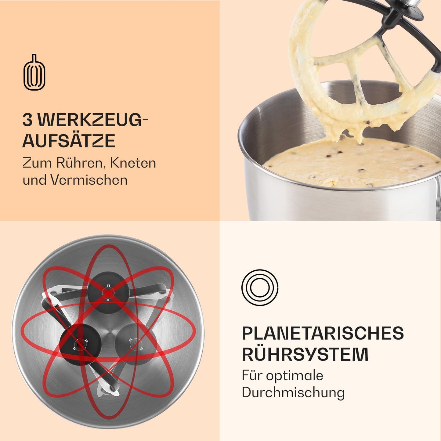 Universalküchenmaschine mit Knetmaschine, Fleischwolf & Mixer, Classic Creme
