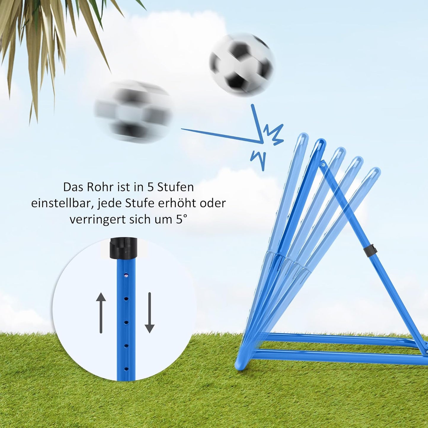 Fussball Rebounder PE, Metall Blau, Blau