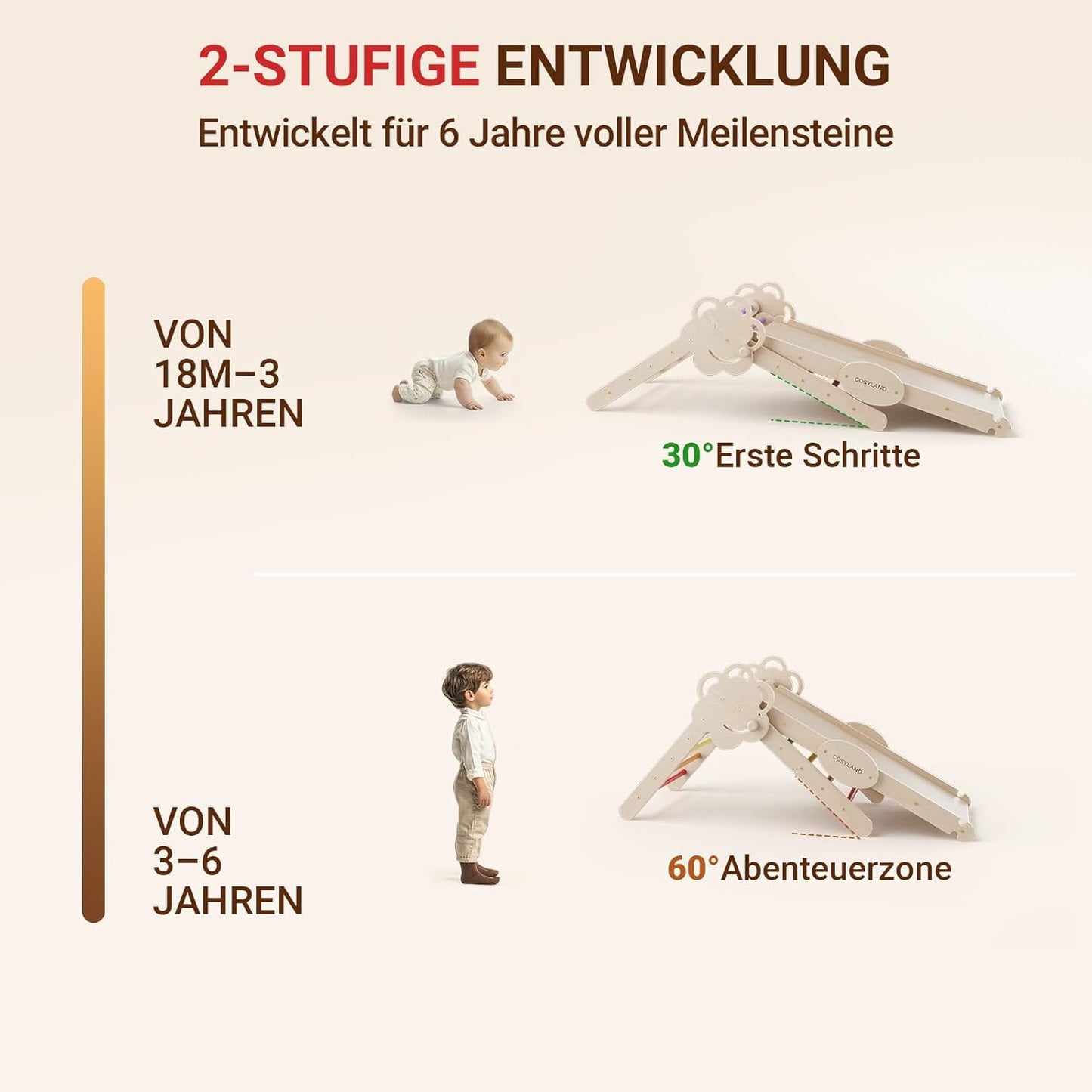 Klettergerüst mit Rutsche, L Natur/Mehrfarbig