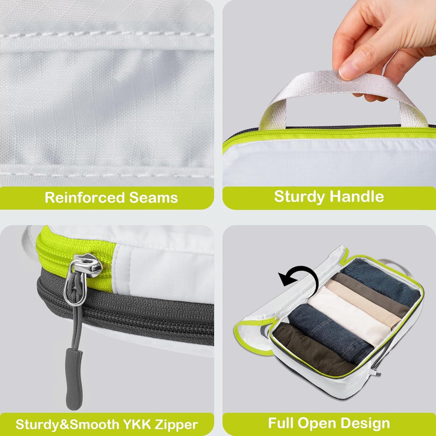 Kompression Koffer-Organizer-Set, 6PCS Weiss