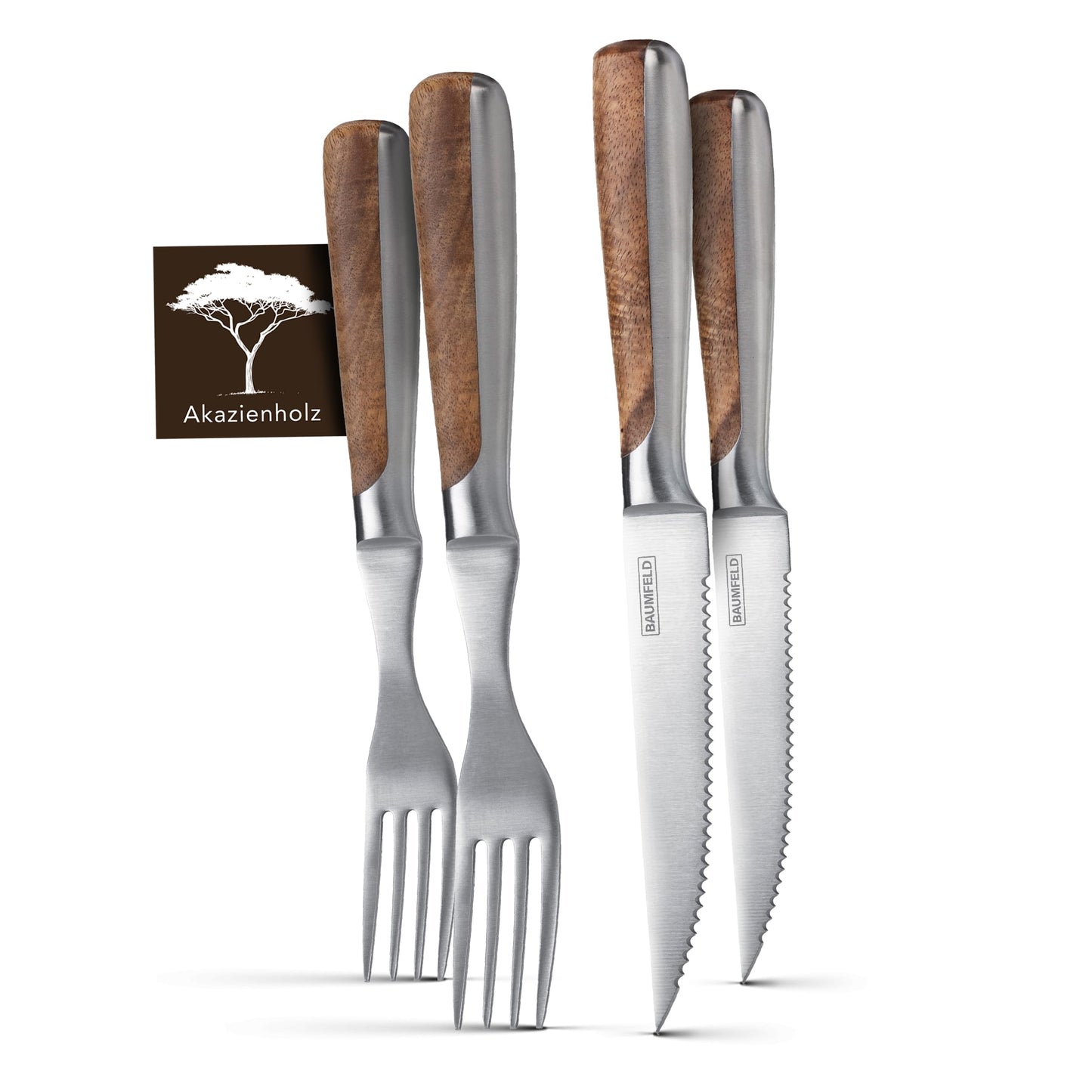 Pizza- und Steakbesteck-Set, 4 teilig Edelstahl