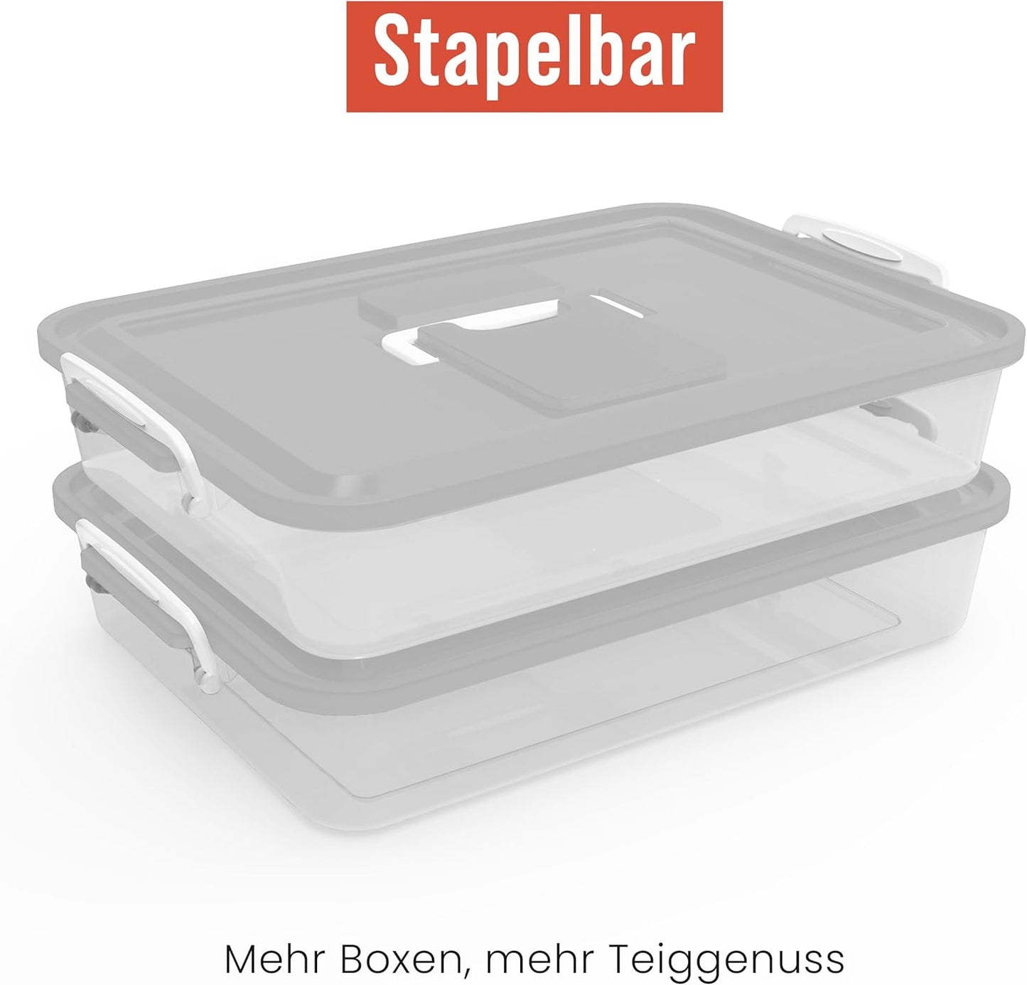 2er-Set Pizzateig-Gärboxen, Grau 14 x 11 x 3 pulgadas