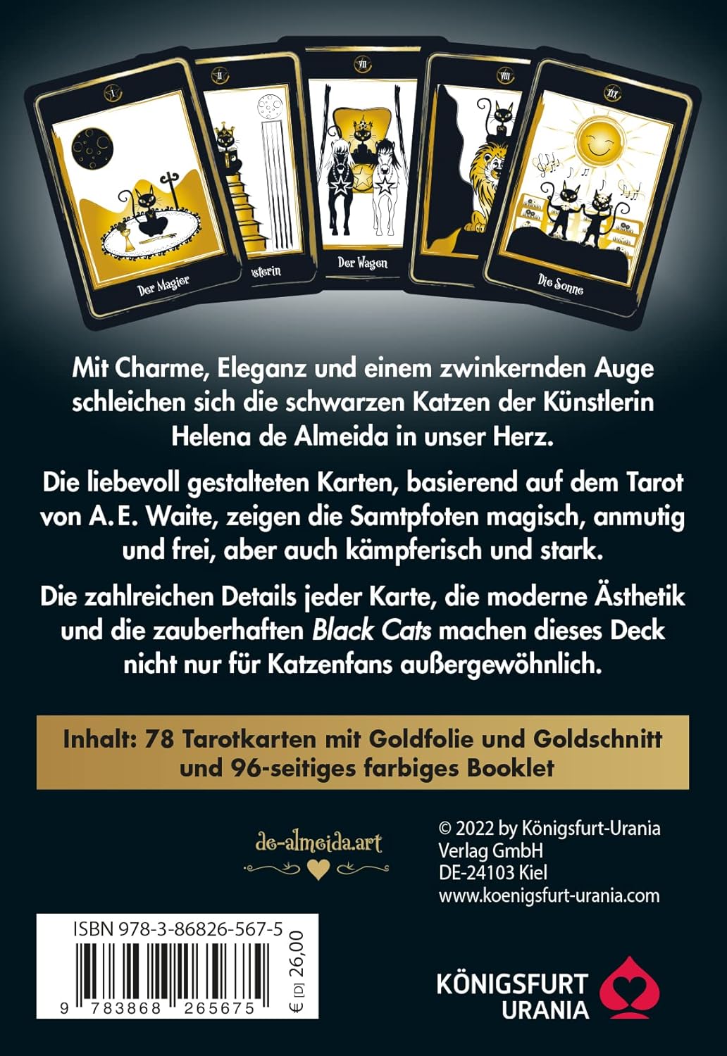 Golden Black Cat Tarot - Hochwertige Stülpdeckelschachtel mit Goldfolie, Gebundenes Buch