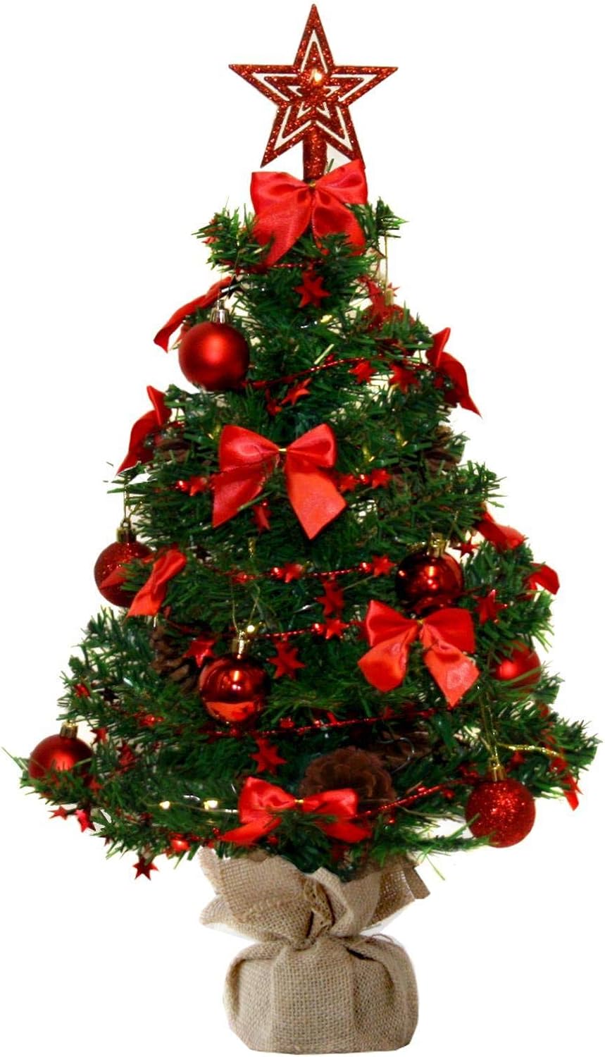Tannenbaum, 75 cm, Grün-rot-braun+warmweiss