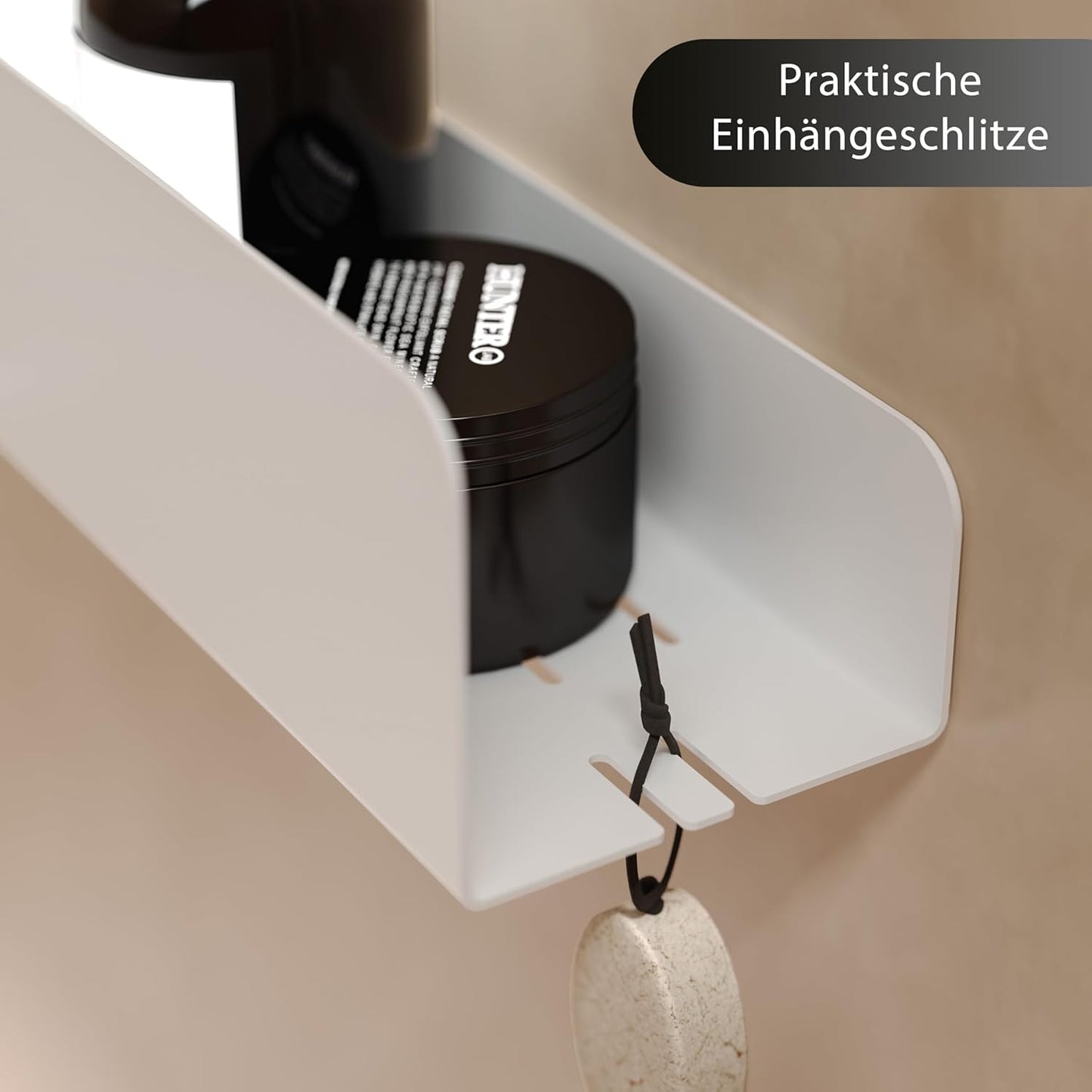 Selbstklebende Duschablage mit Ablaufrillen, Wand-Duschablage Matt Weiss