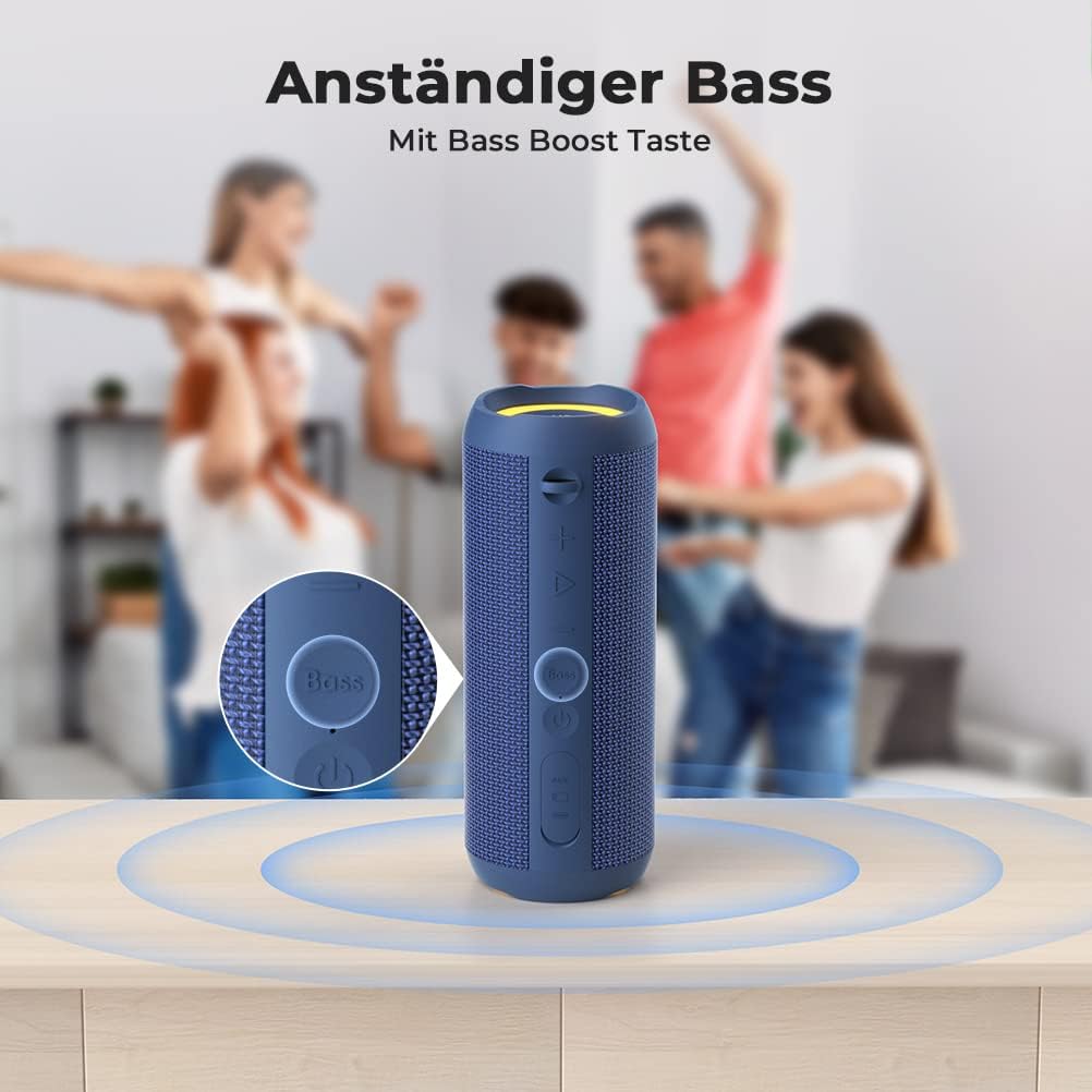 Wasserdichter Bluetooth Lautsprecher mit Licht, Blau