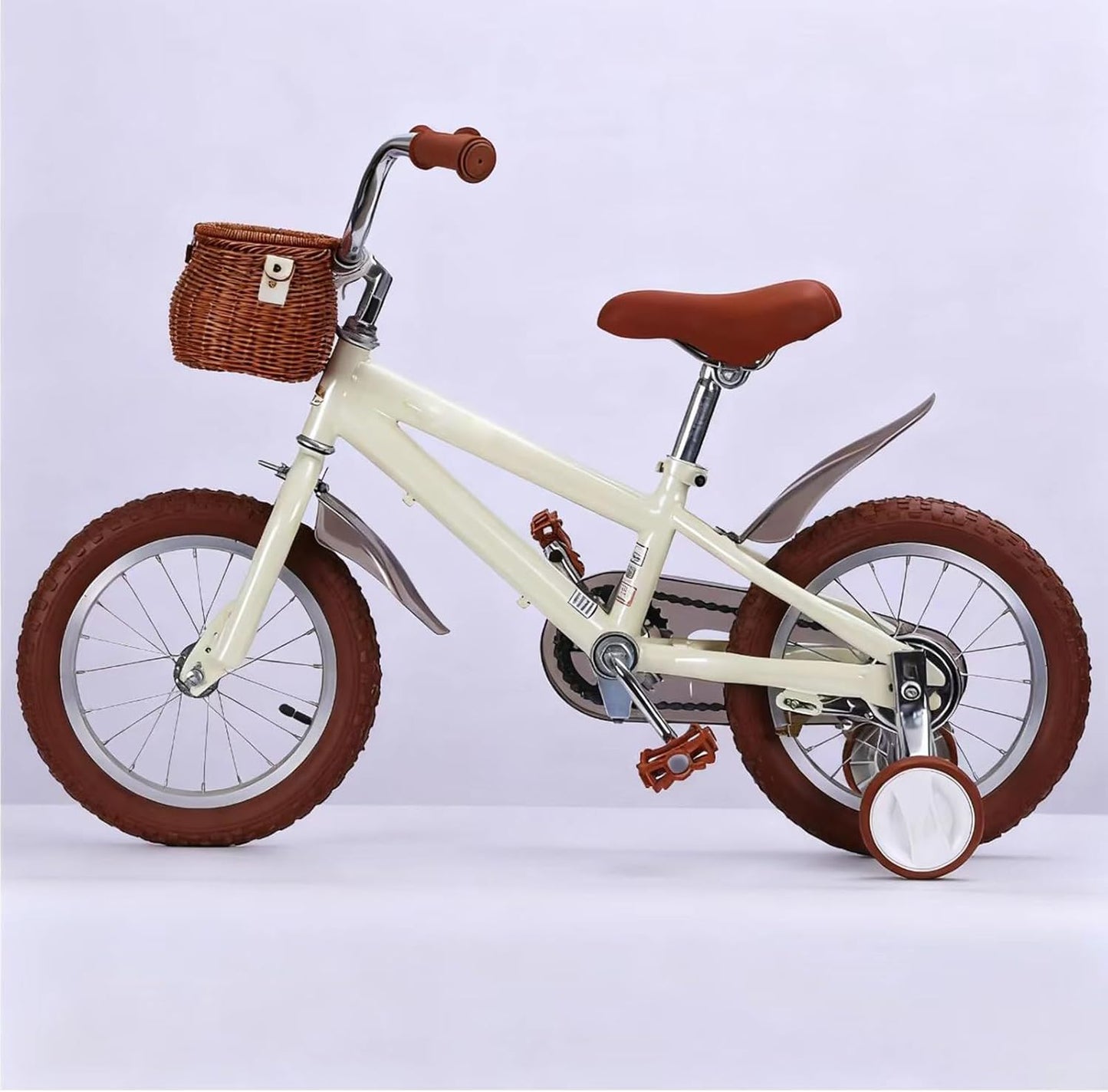 Abnehmbarer Kinderfahrradkorb, Rattan-Design, Braun