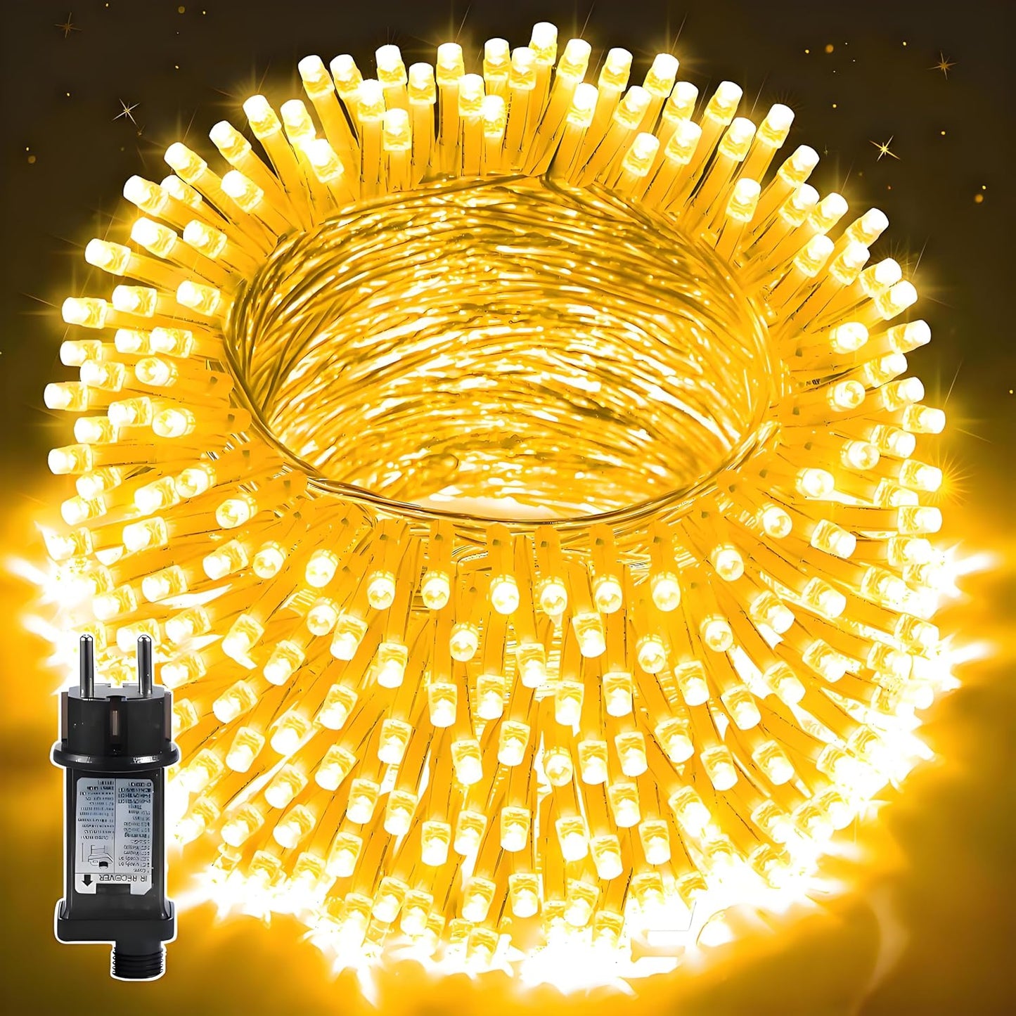 30m Lichterkette mit Timer, Warmweiß(transparent) 30M/300LED