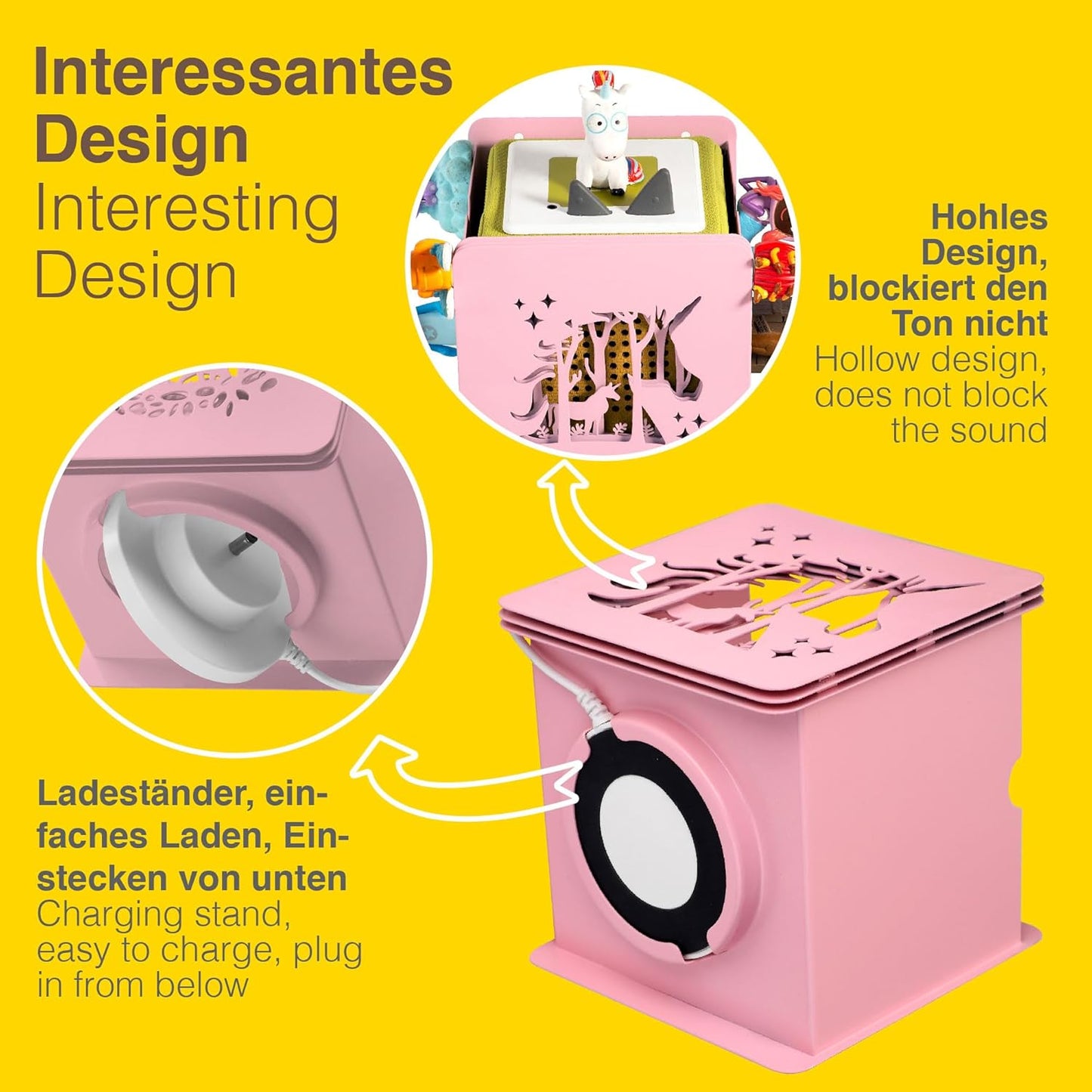 Magnetisches Toniebox-Regal für Figuren (25-40), Rosa Einhorn