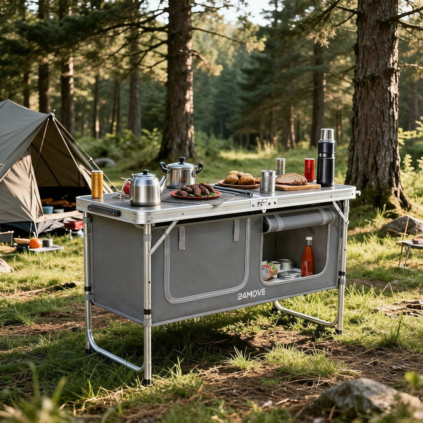 Faltbare Campingküche, 120x47x70 Praia Grau Grau