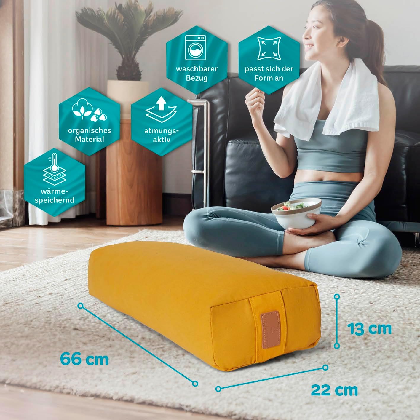 Yogabolster Paravati, Buchweizen Currygelb
