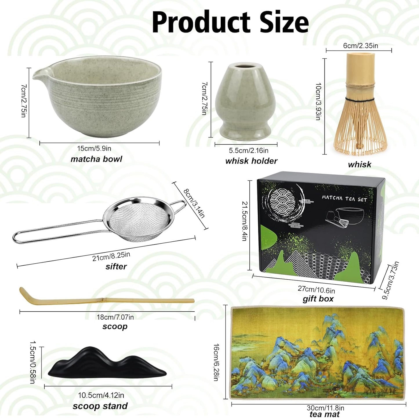 Matcha Tee-Zubereitungsset, 7 Pcs Grün Matcha Set
