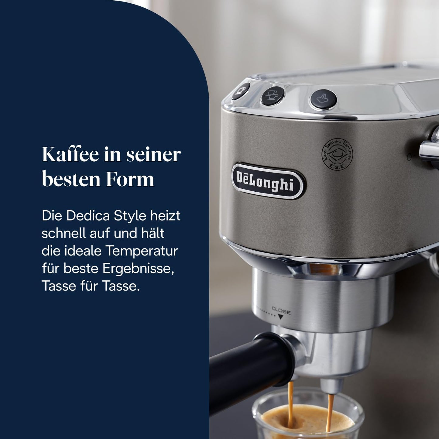 Kompakte Siebträgermaschine mit Milchaufschäumer, Titanschwarz